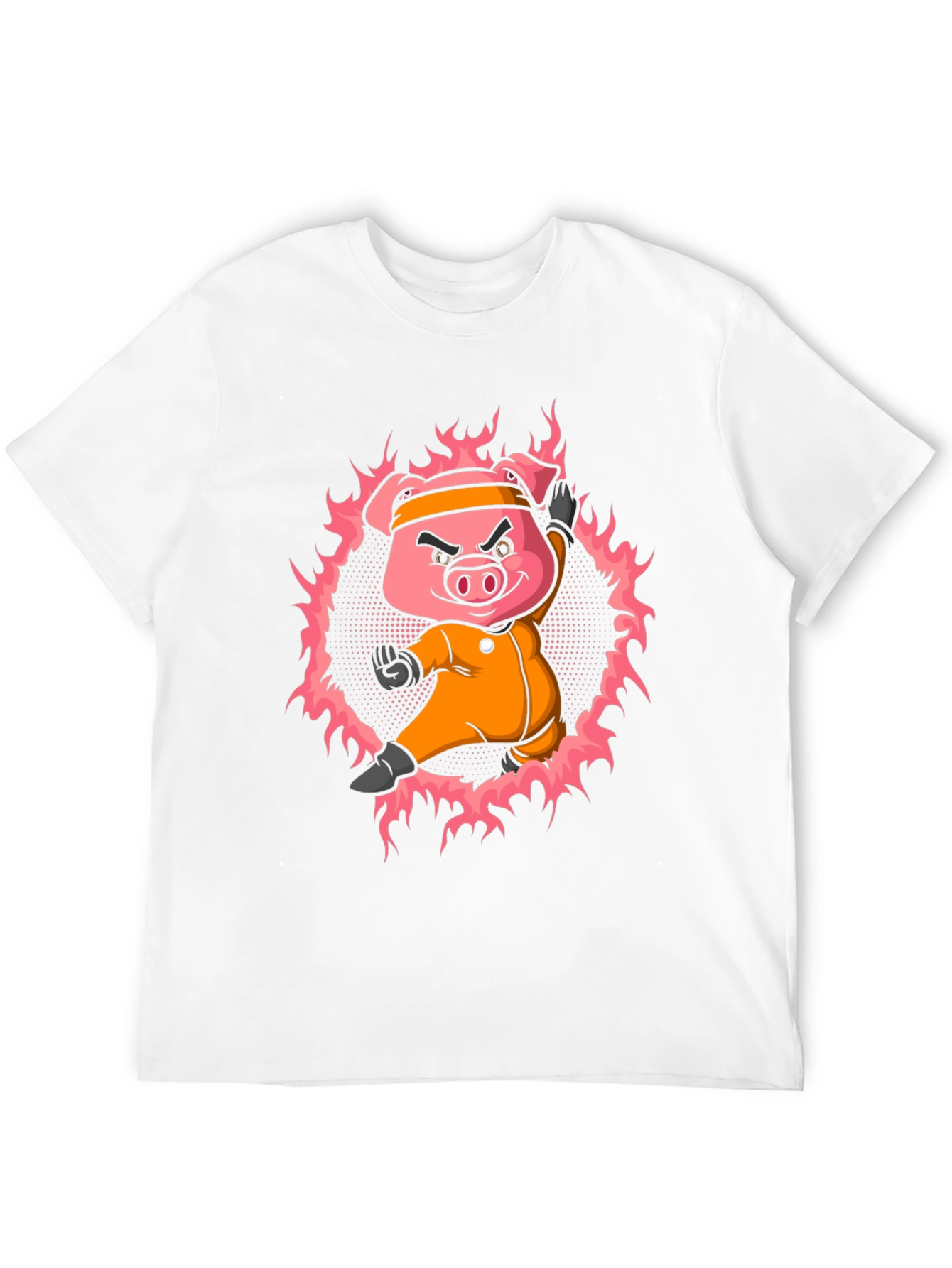 Black Karate Pig T-Shirt - Black Cotton Tee view 12