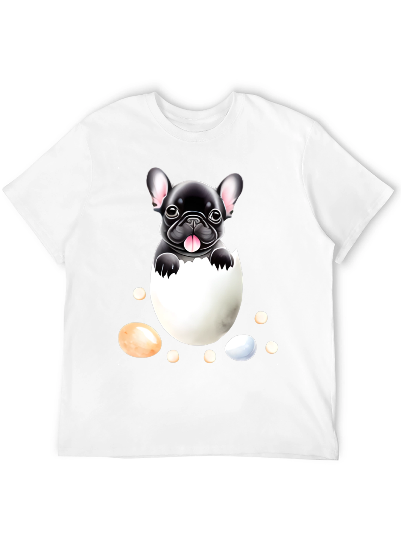Black Bulldog Puppy in Egg Graphic Tee view 12