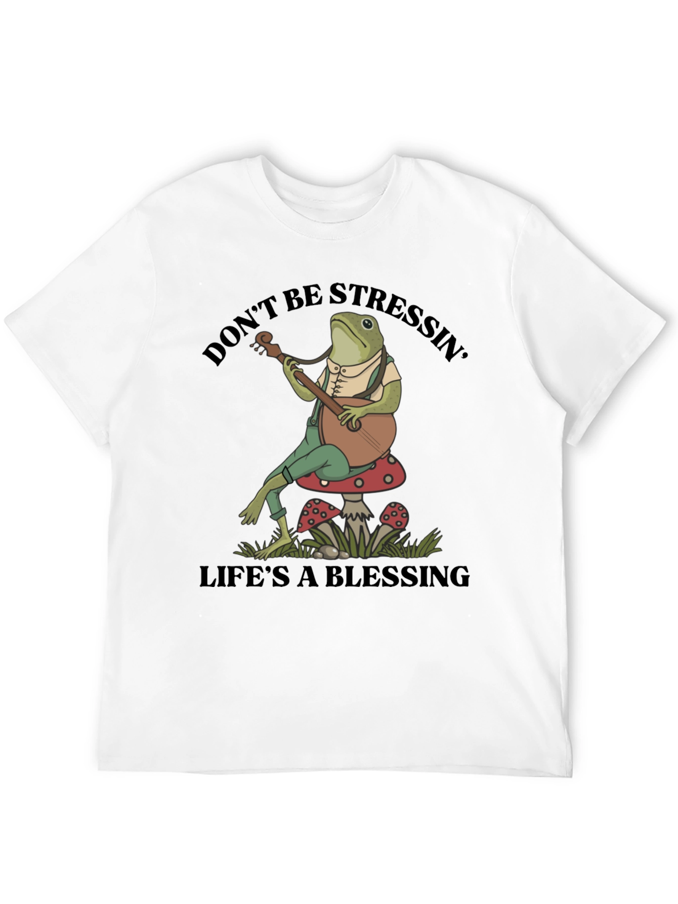 Black Relaxed Frog T-Shirt: Don't Stress, Life's a Blessing view 12