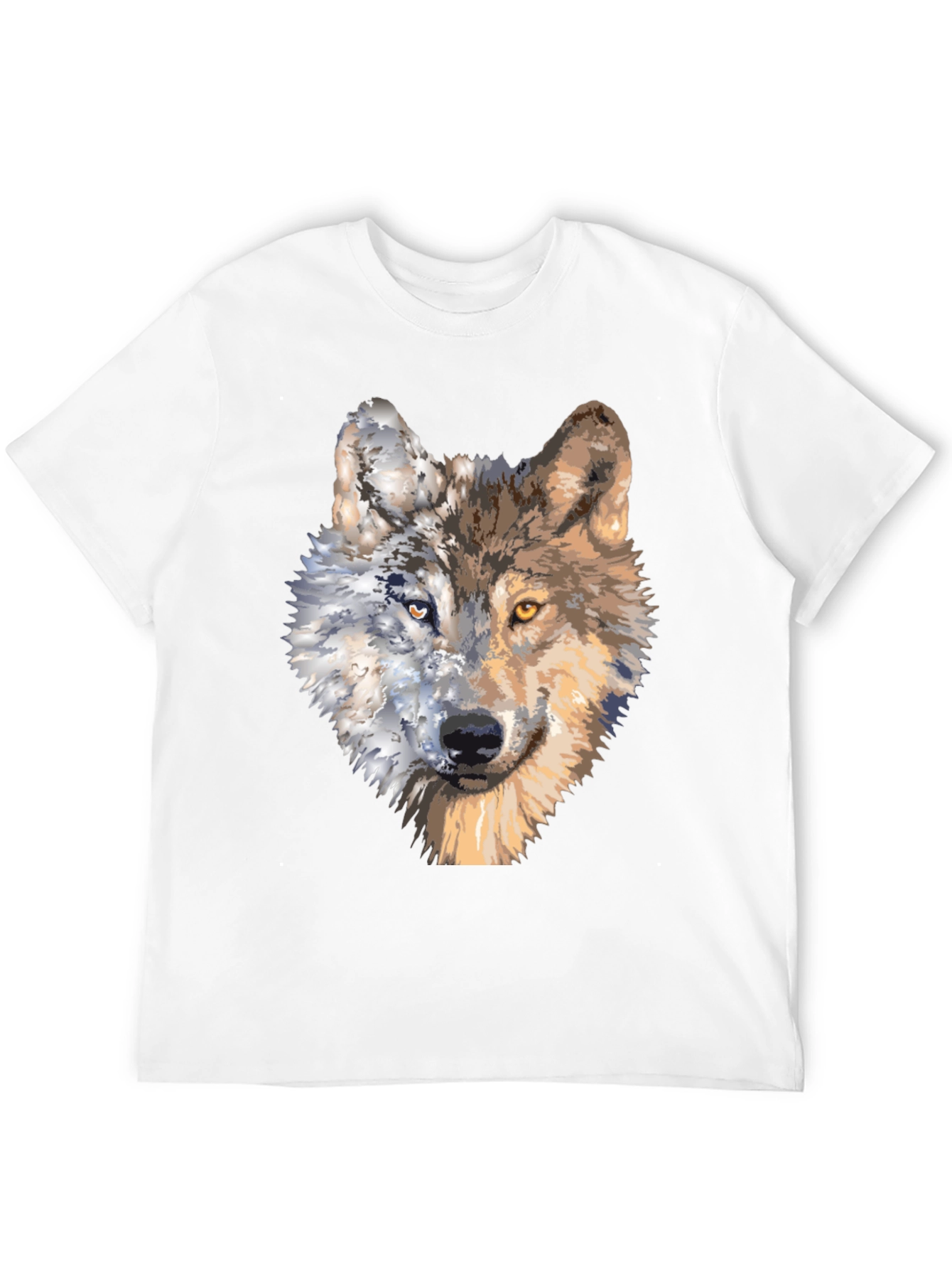 Black Wolf Portrait Graphic Tee - Unique Two-Faced Design view 12