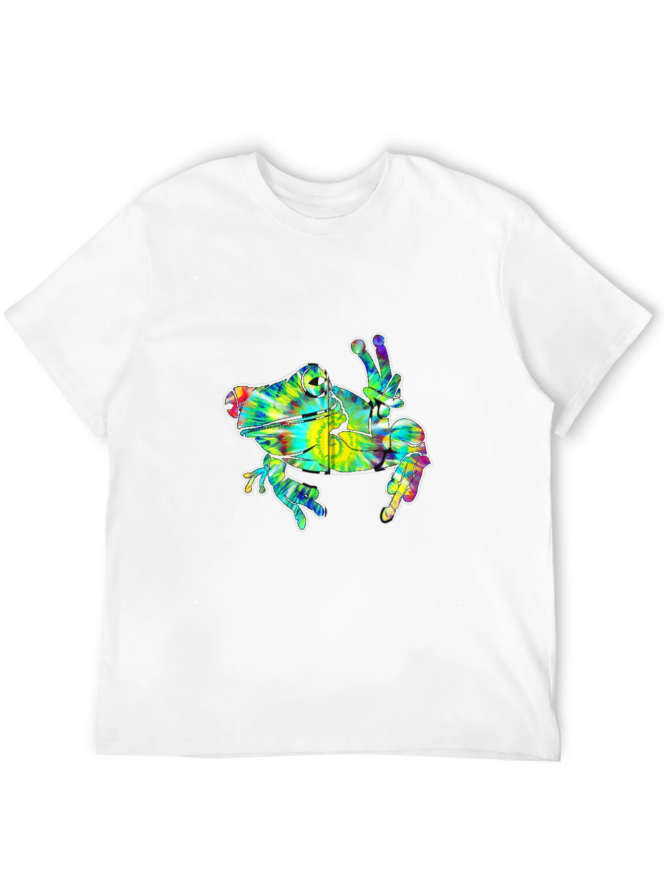 Black Tie Dye Frog Peace Sign Graphic T-Shirt view 12