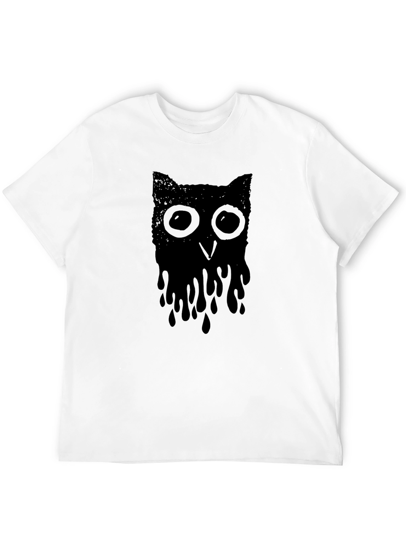 Black Melting Owl Graphic Tee - Black Crew Neck T-Shirt view 12