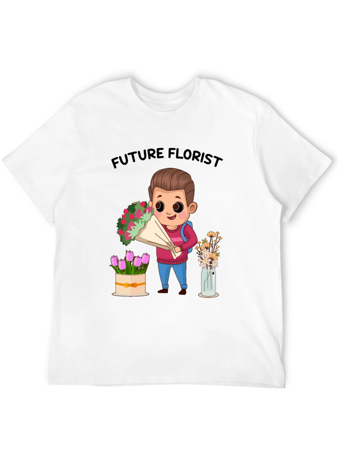 Black Future Florist Graphic T-Shirt - Cute Floral Design view 12