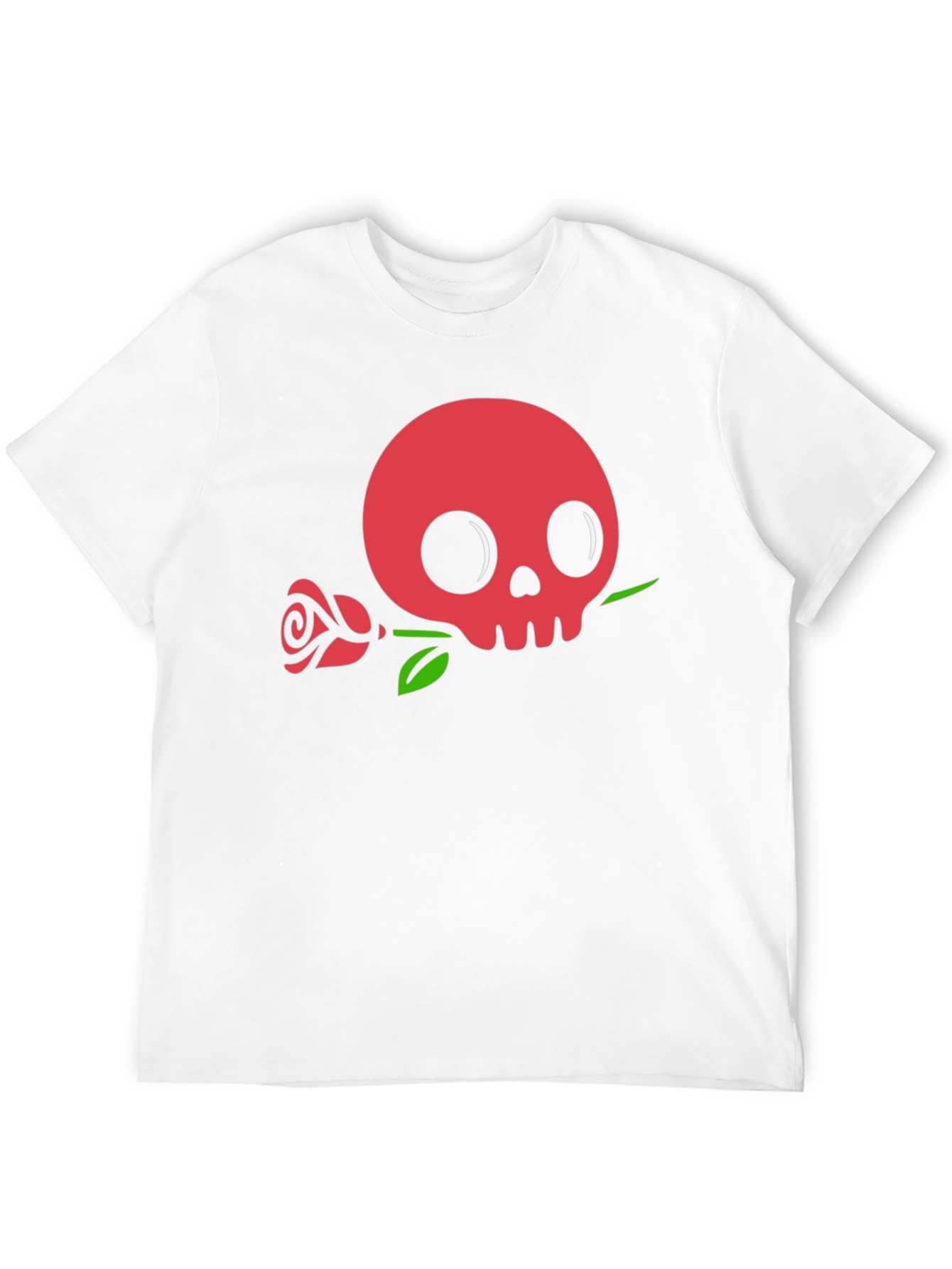 Black Skull & Rose Graphic Tee - Black Cotton Casual view 12