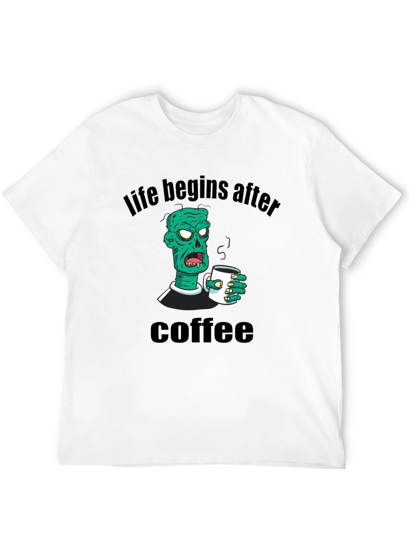 Black Life Begins After Coffee Zombie T-Shirt view 12