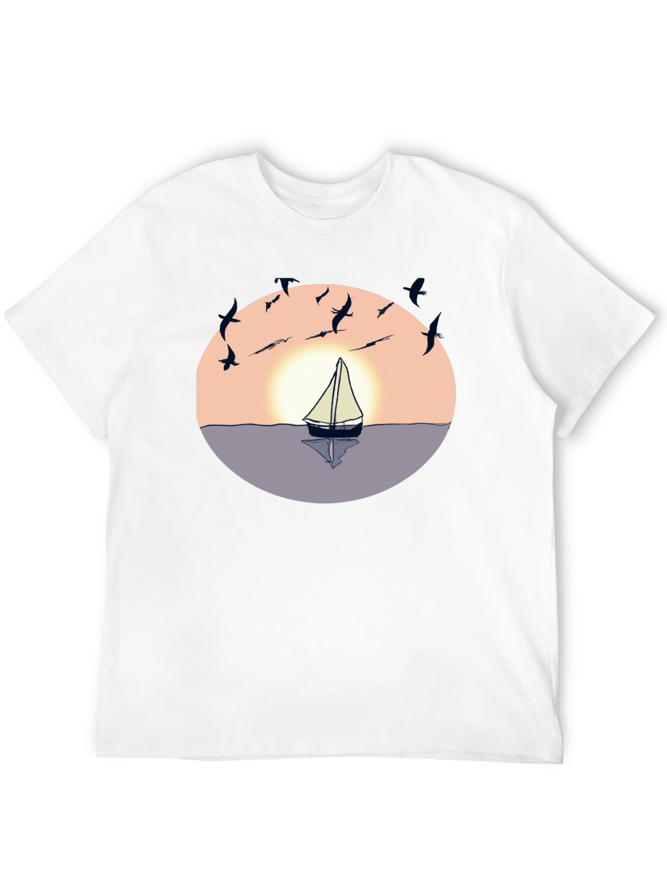 Black Sunset Sailboat Graphic Tee - Black Cotton Blend view 12
