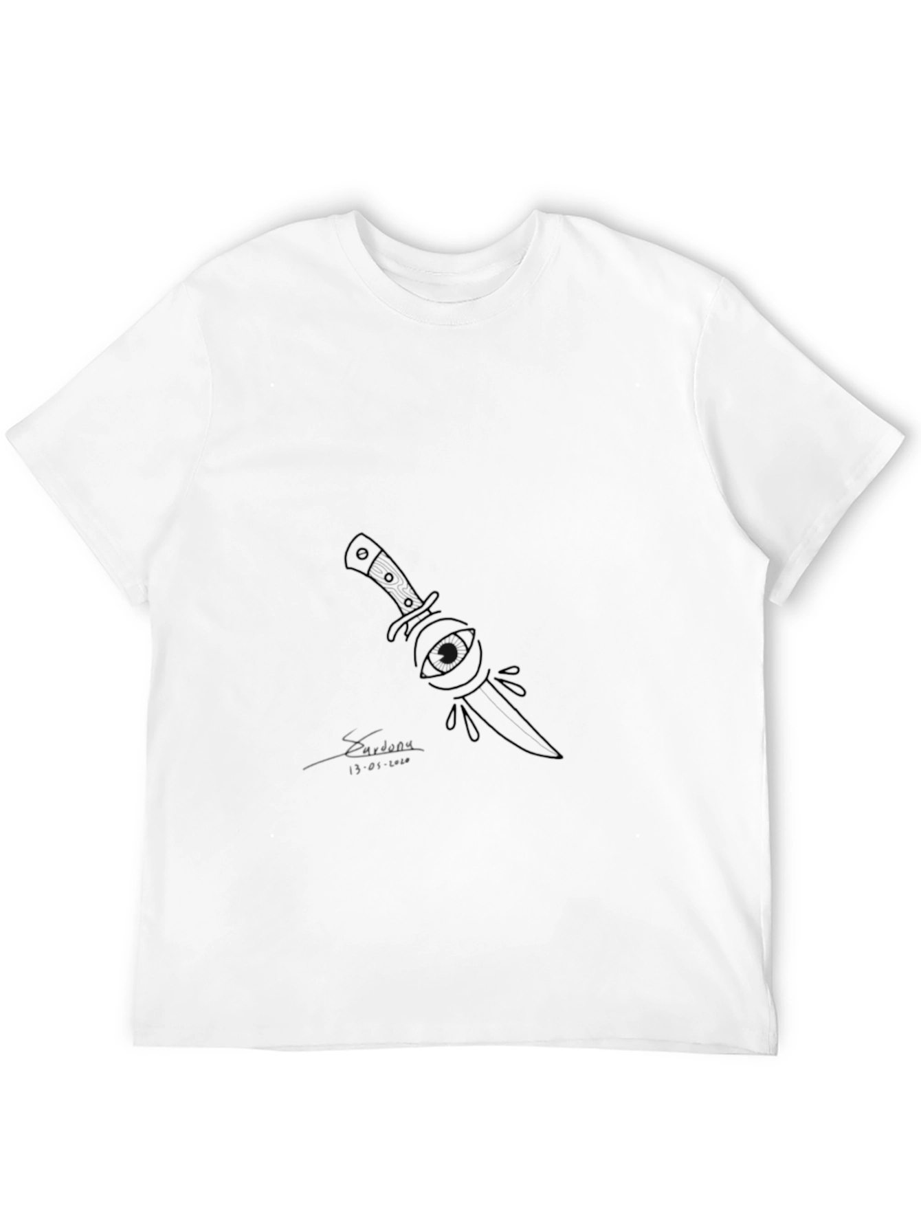 Black Black T-Shirt with Knife & Eye Graphic view 12