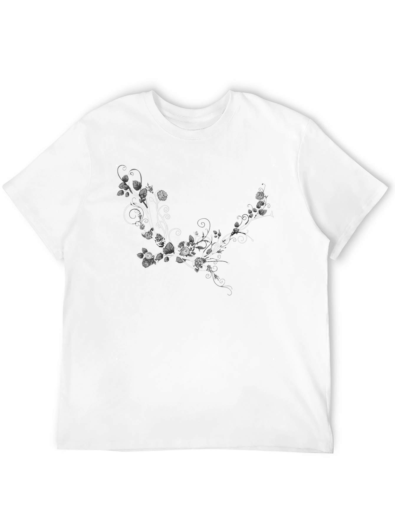 Black Floral Vine Graphic T-Shirt - Stylish Black Tee view 12