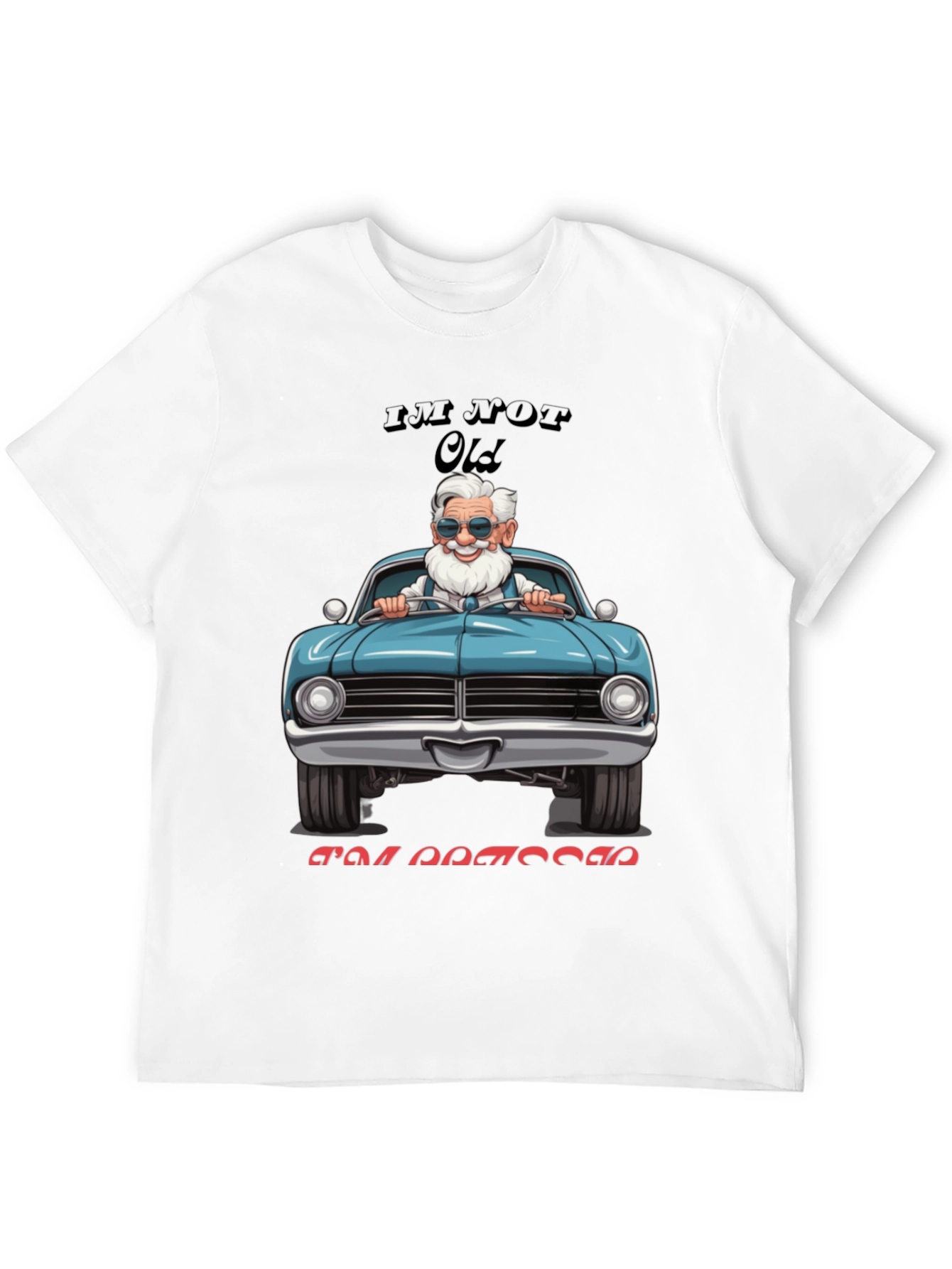 Black Funny Old Man Driving Classic Car T-Shirt view 12