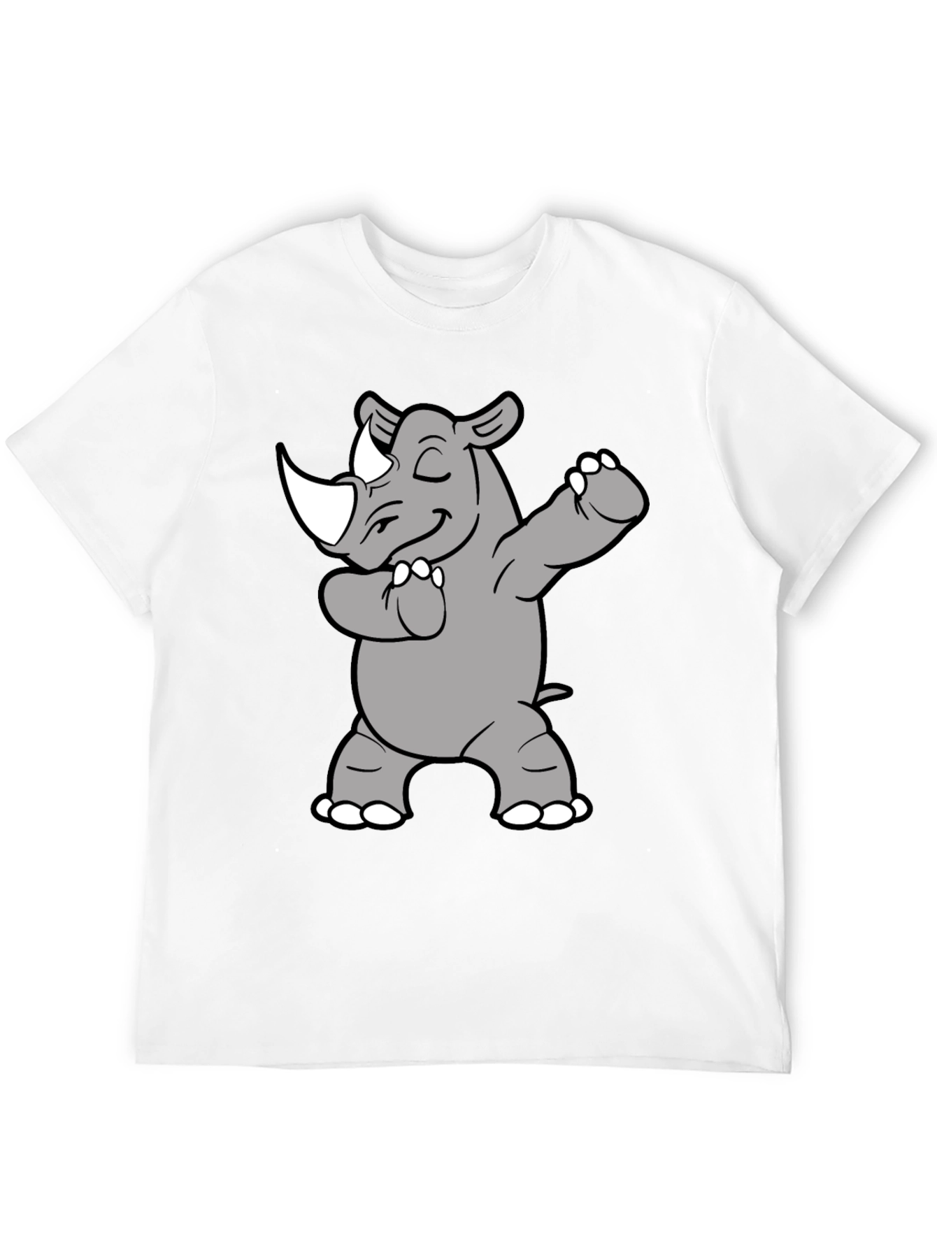 Black Dabbing Rhino Graphic Tee - Black Cotton Blend view 12