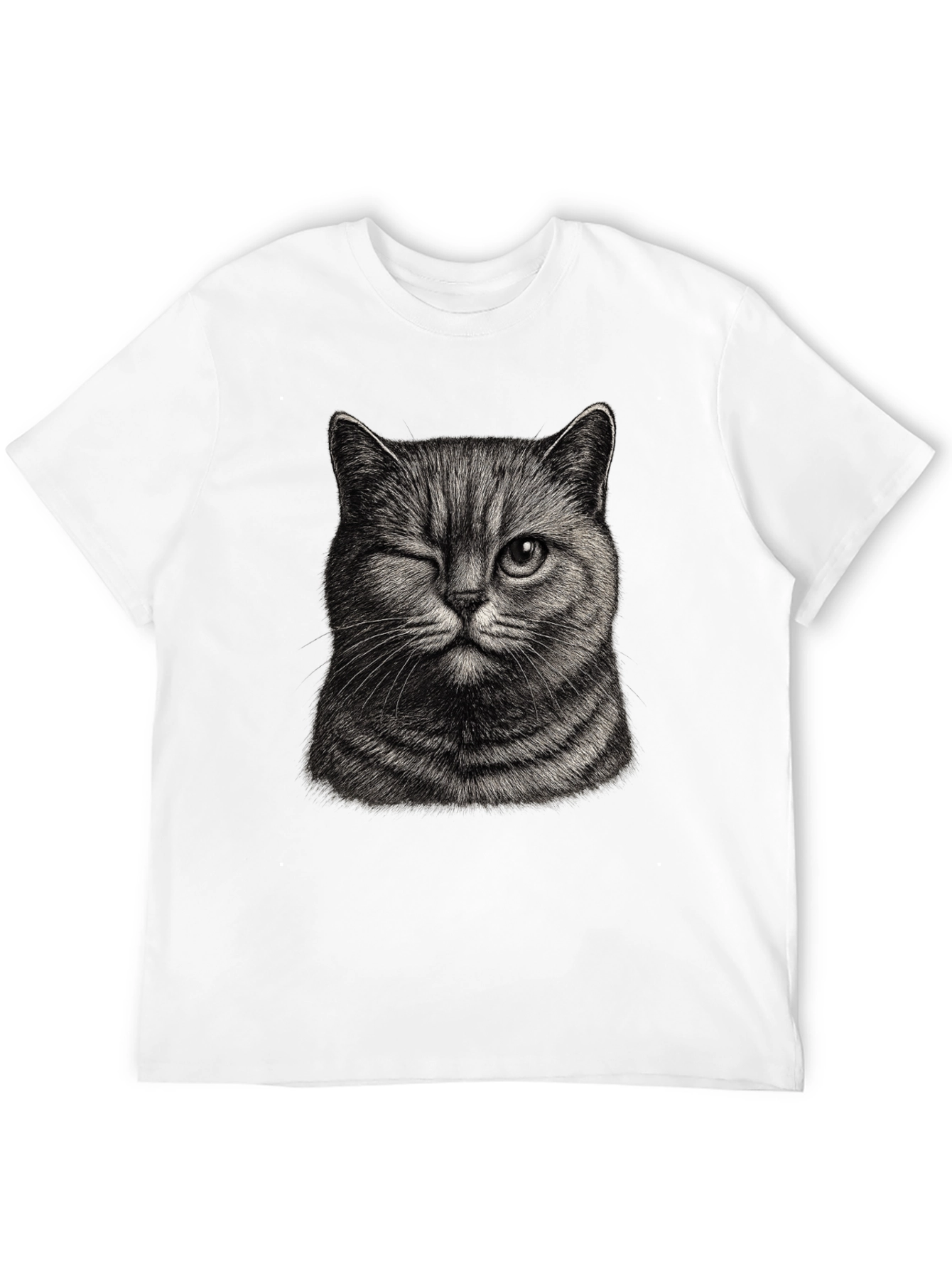 Black Winking Cat Graphic Tee - Men's Black T-Shirt view 12