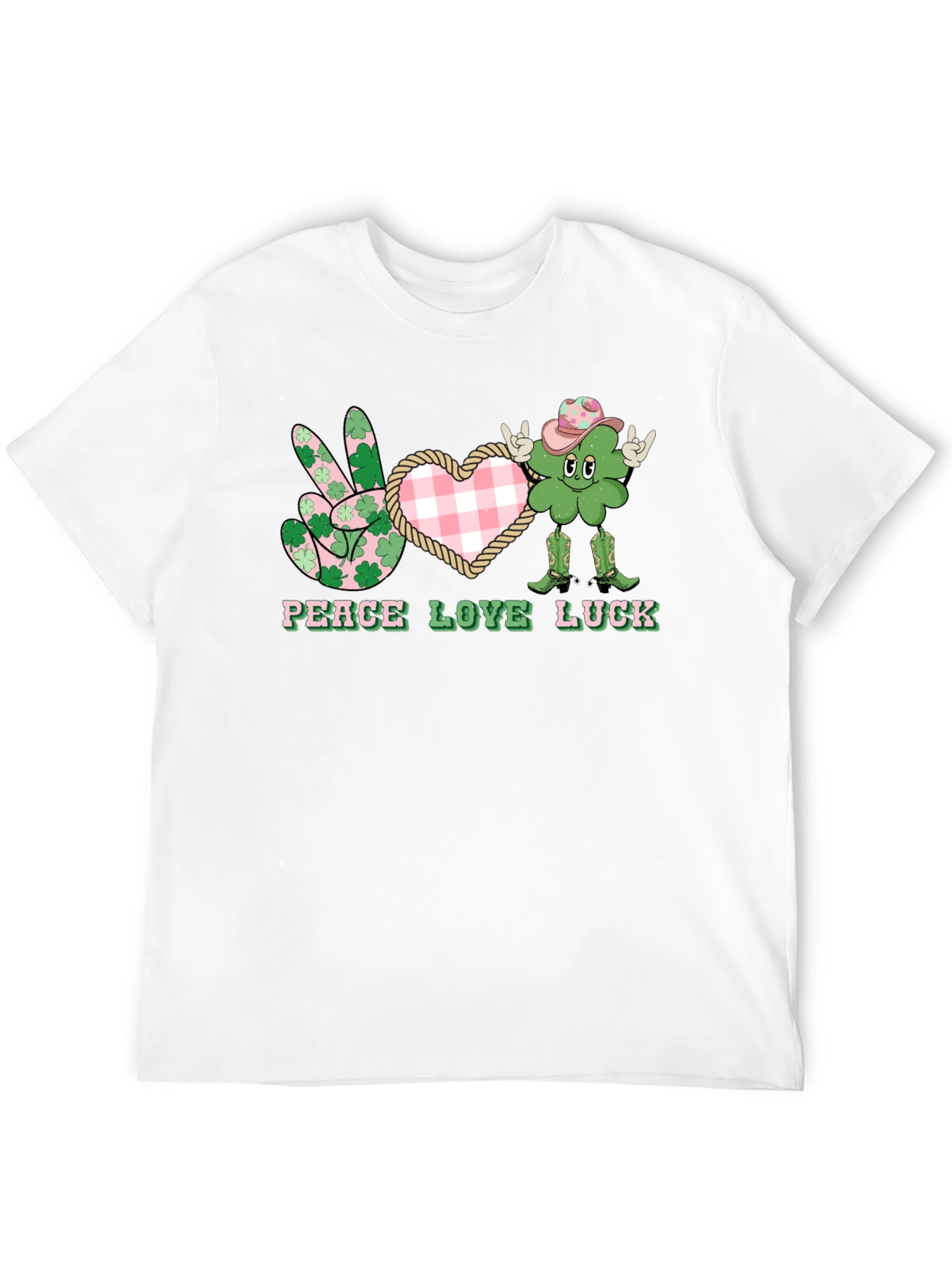 Black Peace Love Luck St. Patrick's Day T-Shirt view 12