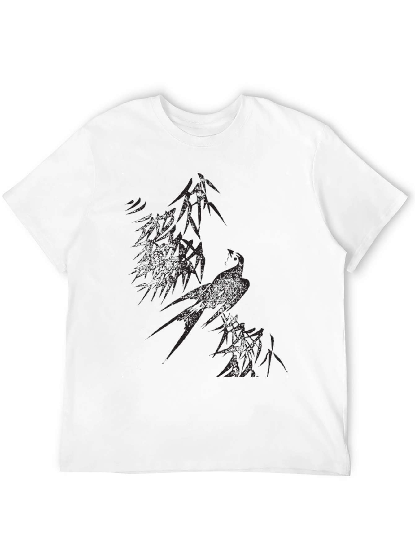 Black Abstract Bird Graphic Black T-Shirt view 12