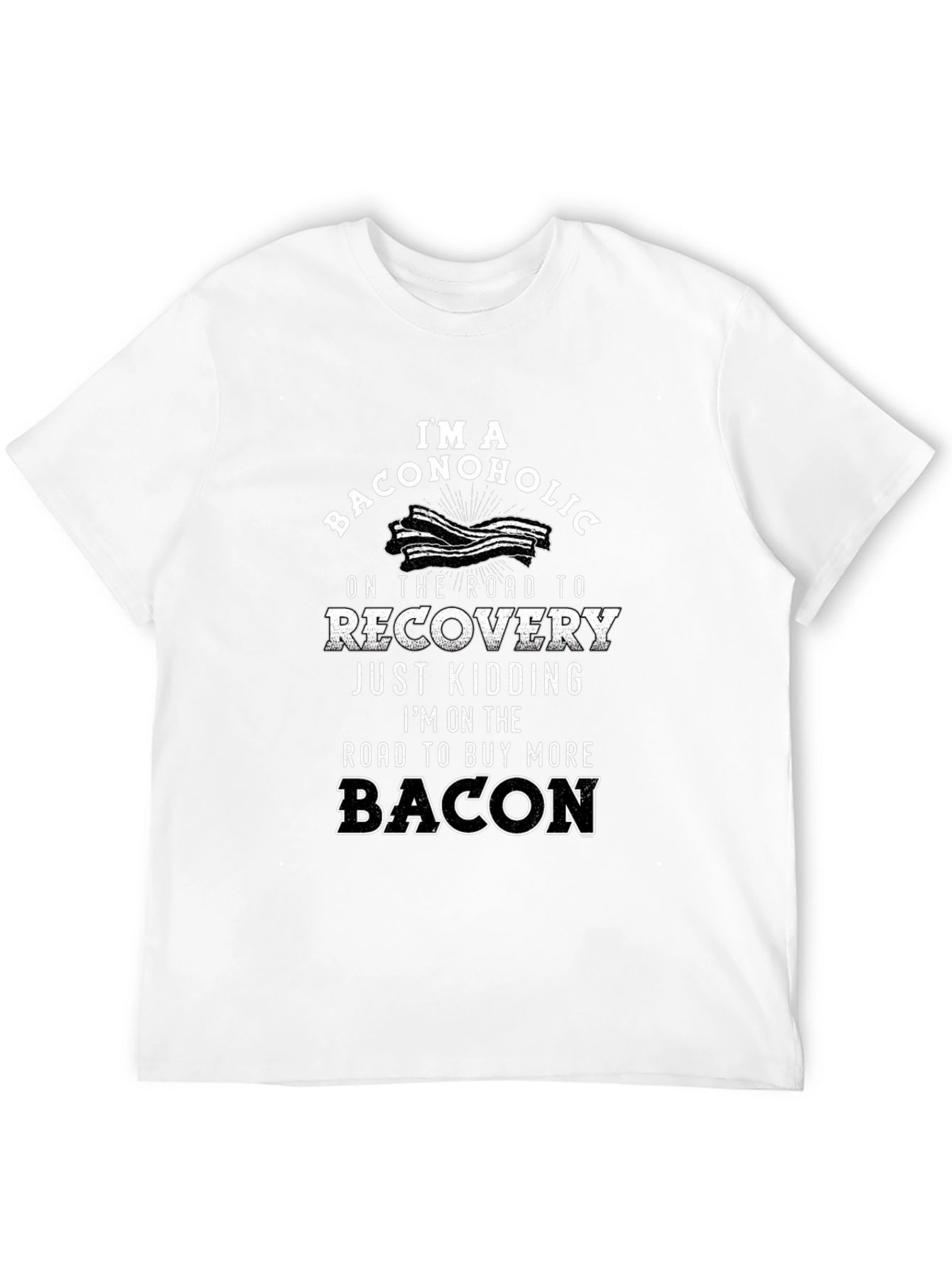 Black Baconoholic T-Shirt - Recovery Just Kidding view 12