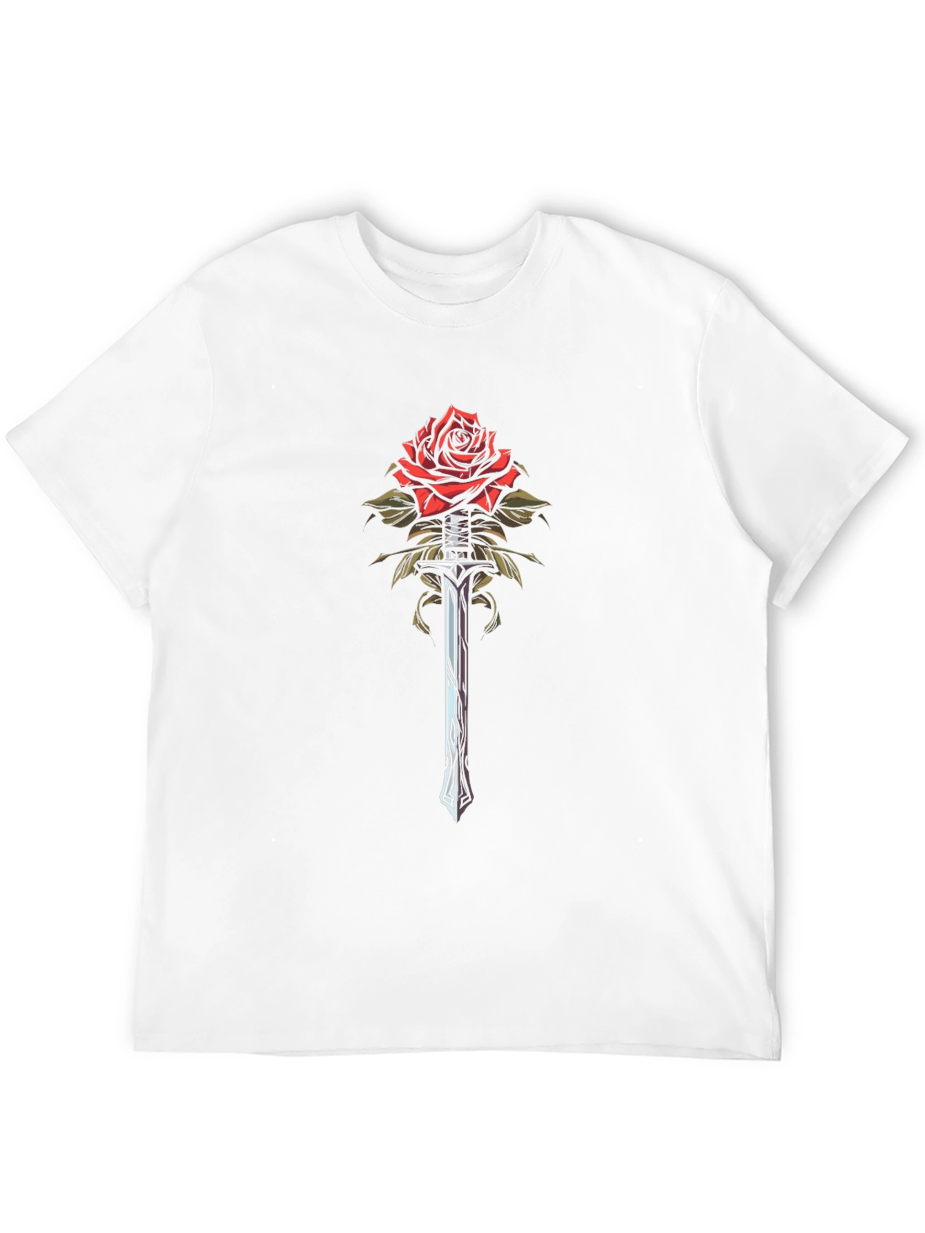 Black Rose and Sword Graphic Tee - Men's Black T-Shirt view 12