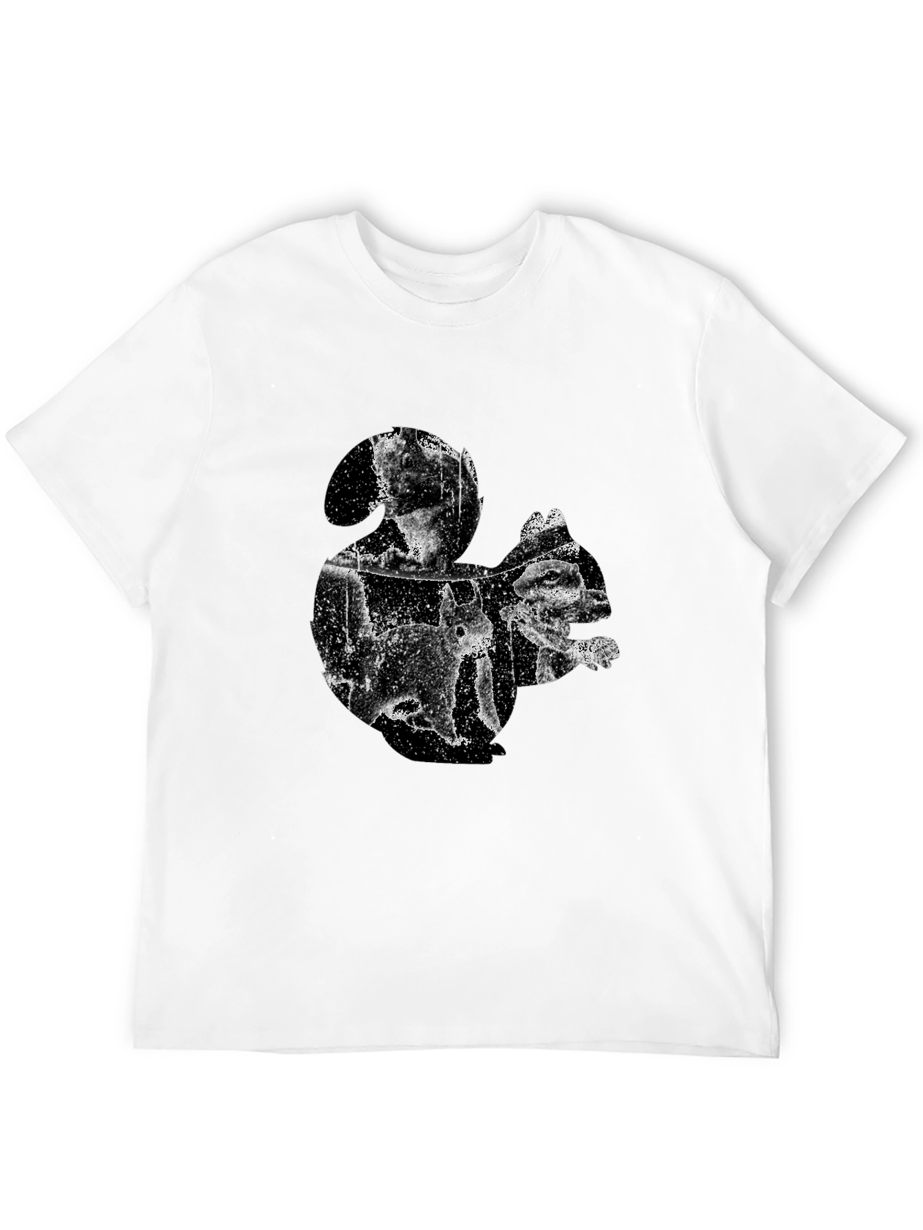 Black Squirrel Silhouette Men's T-Shirt - Black Cotton view 12