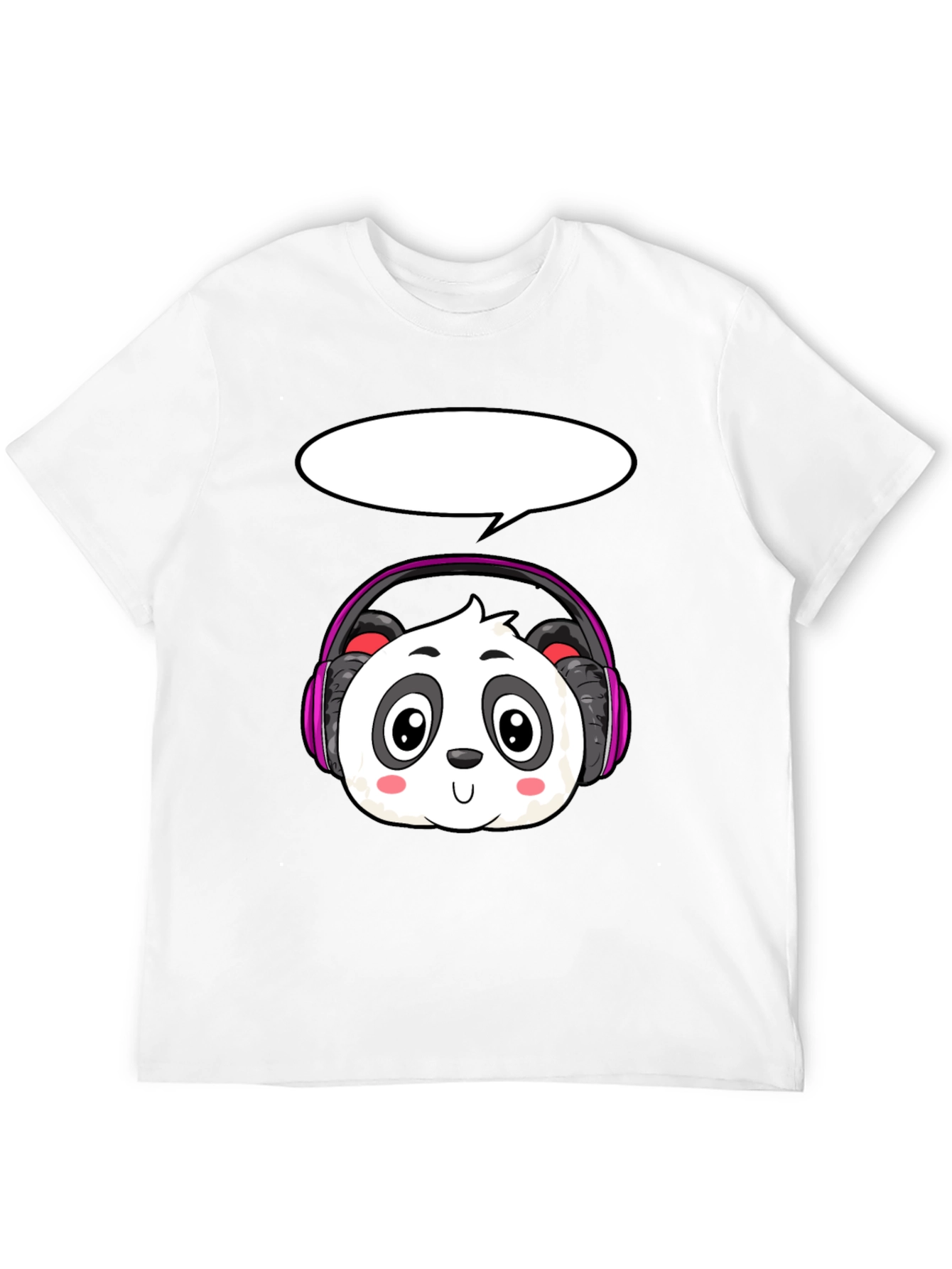 Black Cartoon Panda with Headphones T-Shirt view 12
