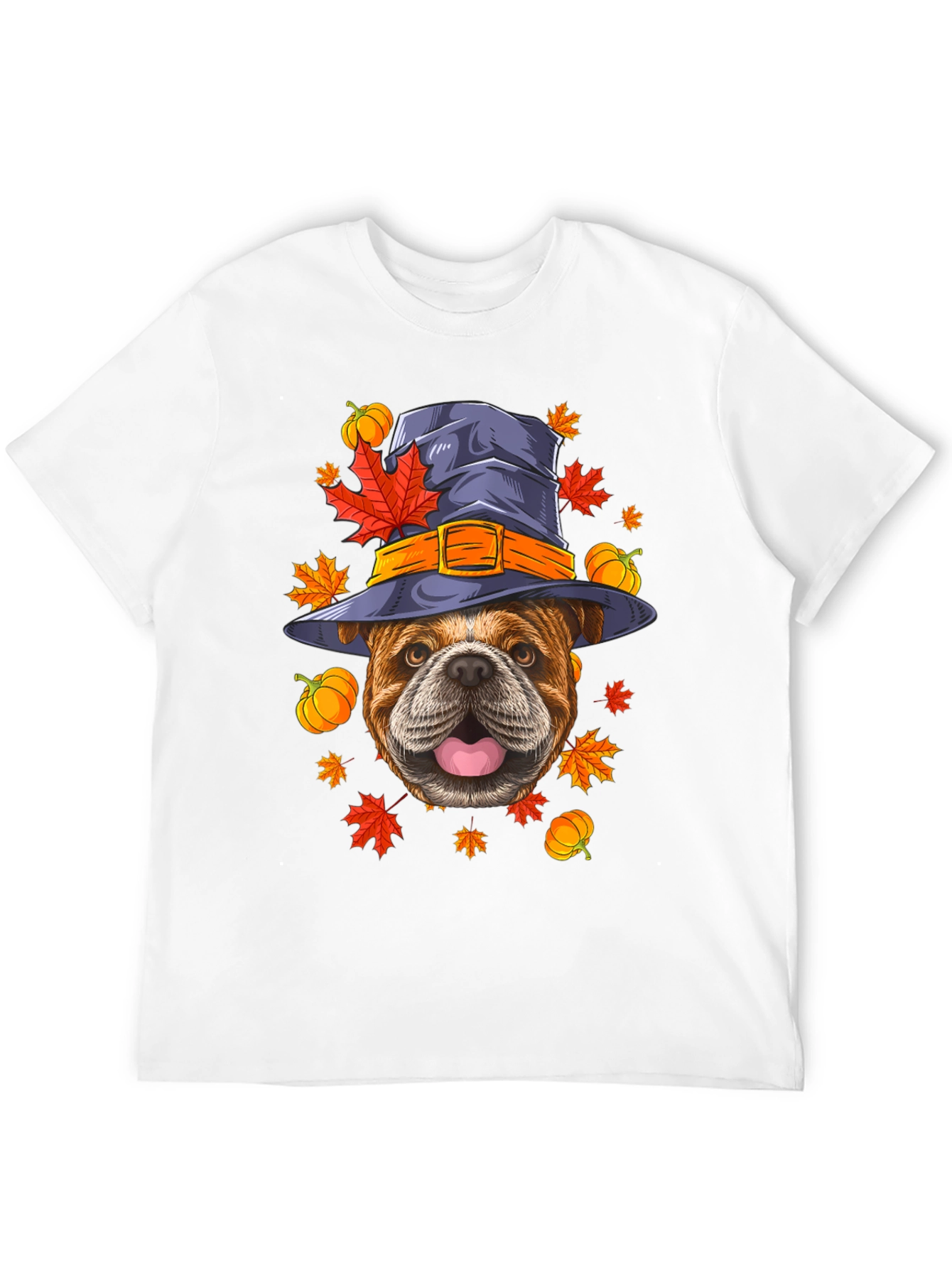 Black Bulldog Witch Hat Fall T-Shirt view 12