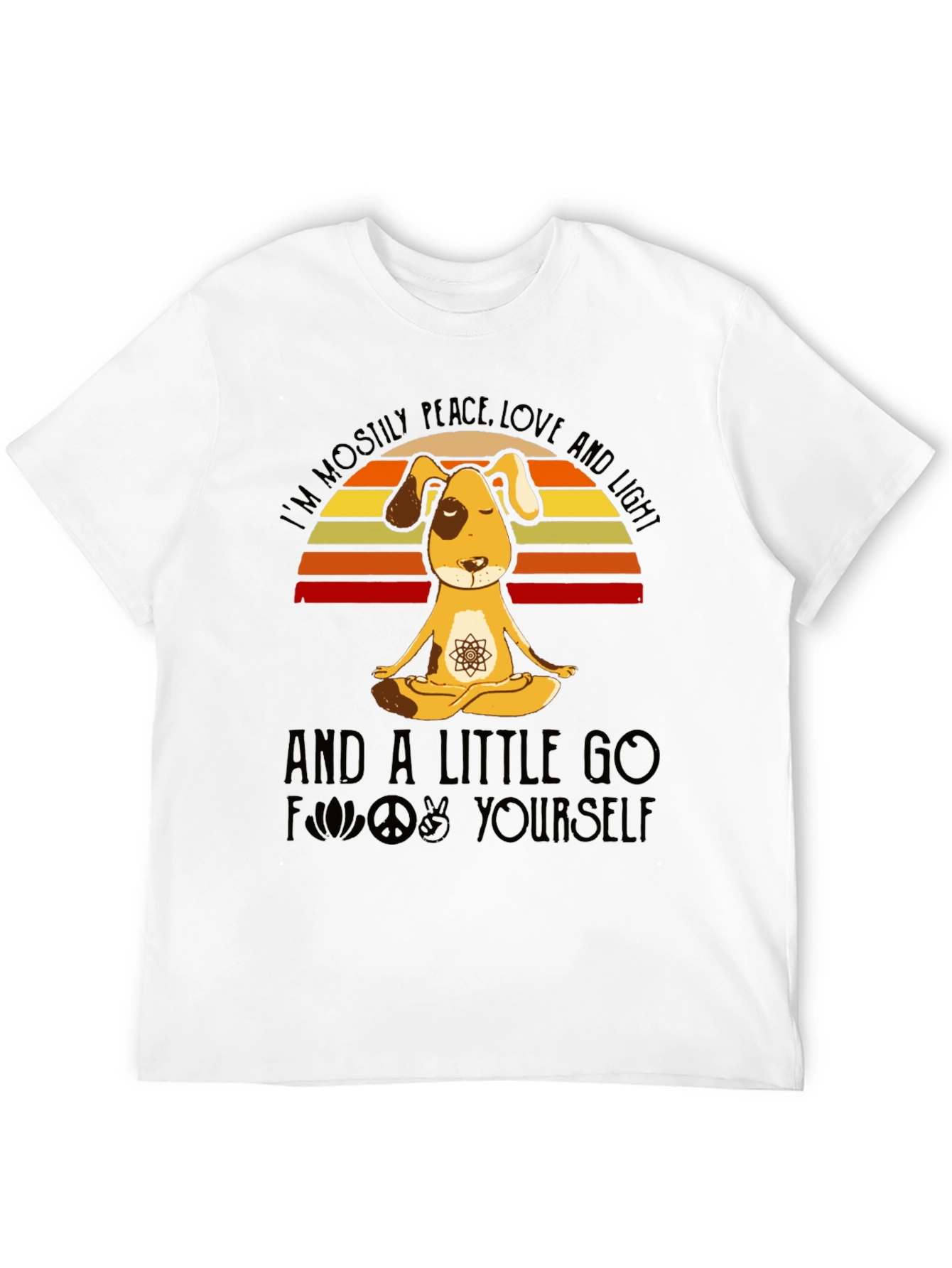 Black Peace Love and Light Dog Yoga T-Shirt view 12