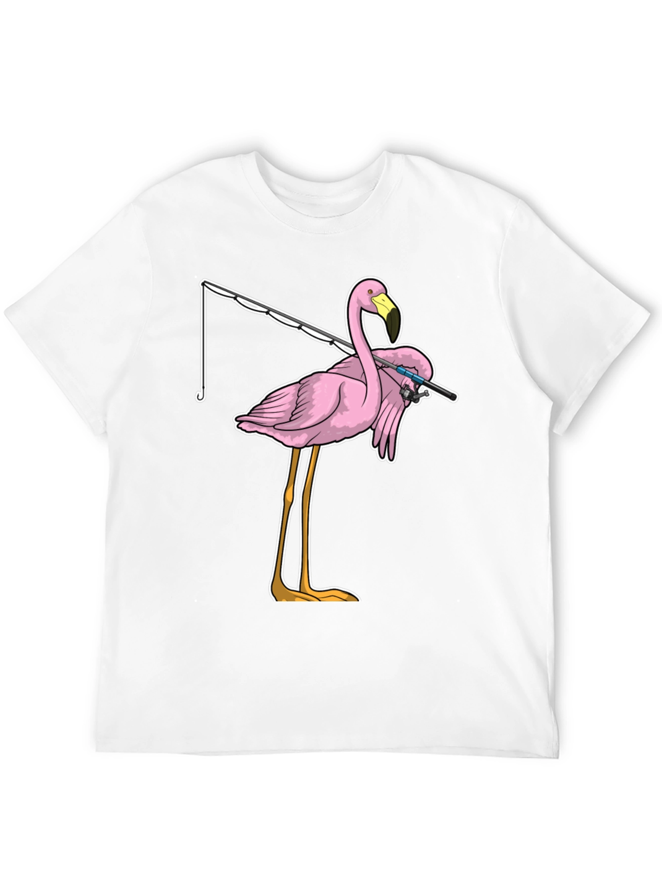 Black Fishing Flamingo T-Shirt - Funny Bird Tee view 12