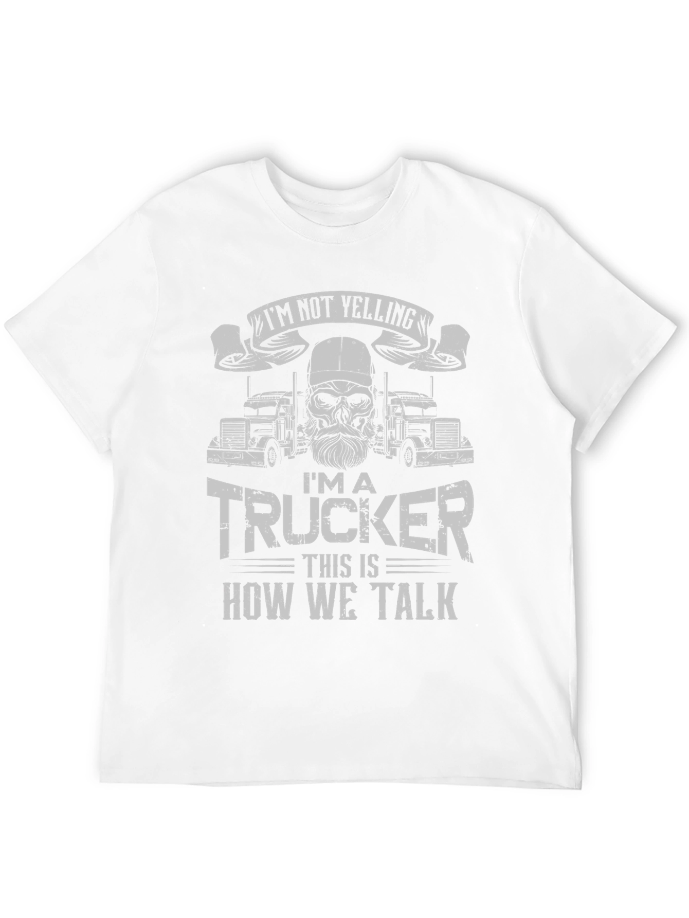 Black I'm Not Yelling Trucker T-Shirt view 12