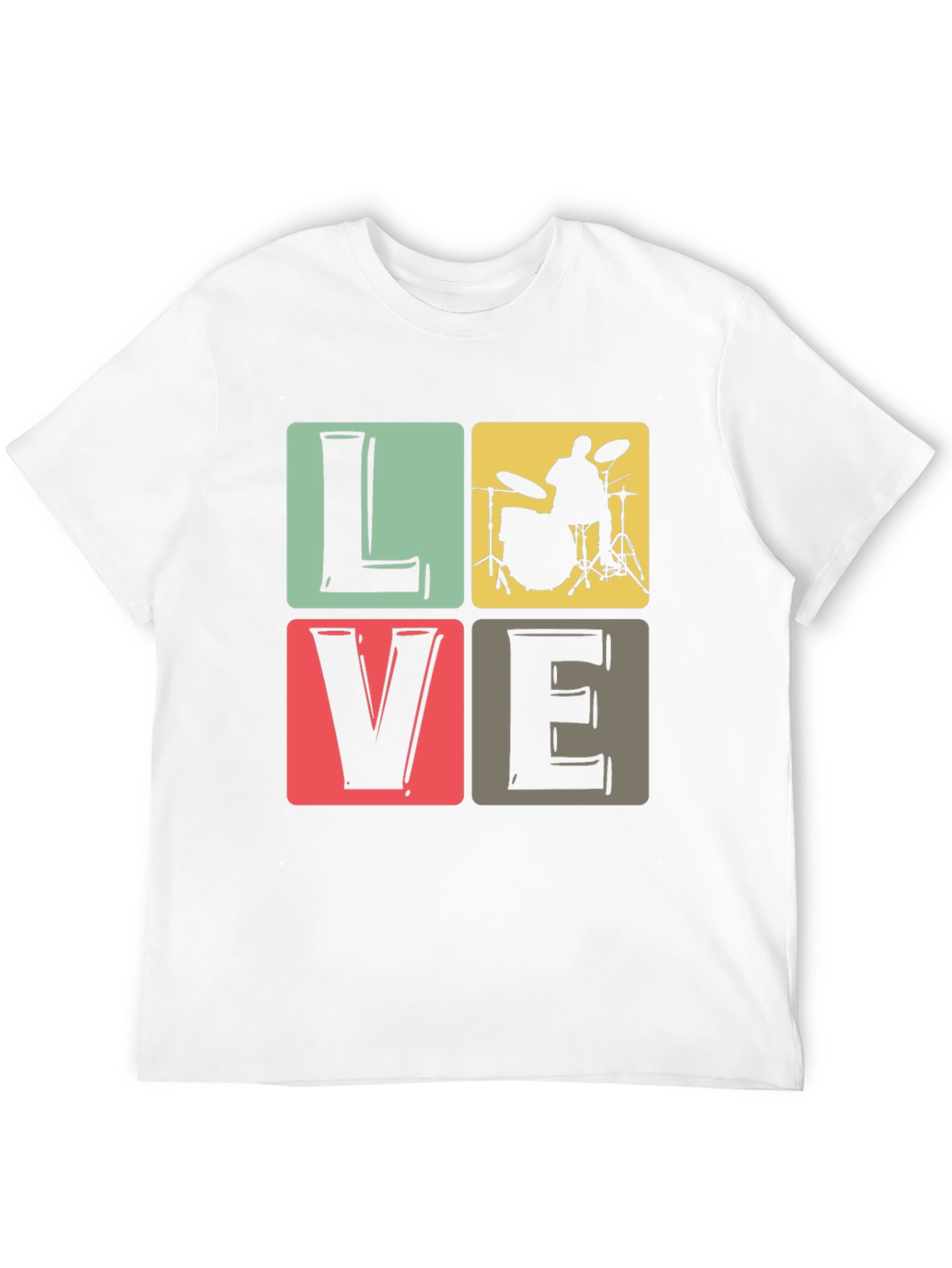 Black Love Music Drummer T-Shirt, Black Crew Neck view 12