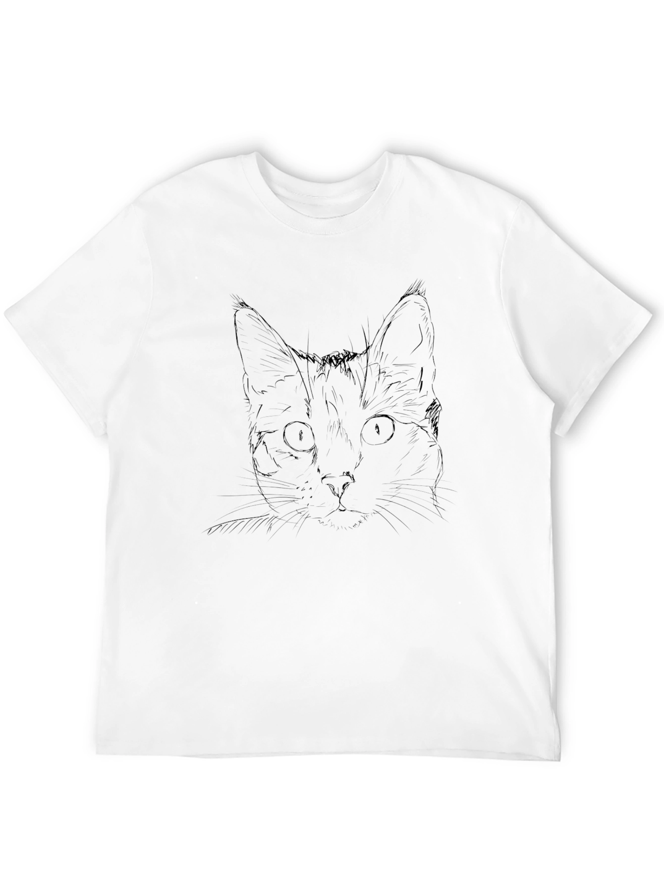 Black Cat Sketch Black T-Shirt view 12