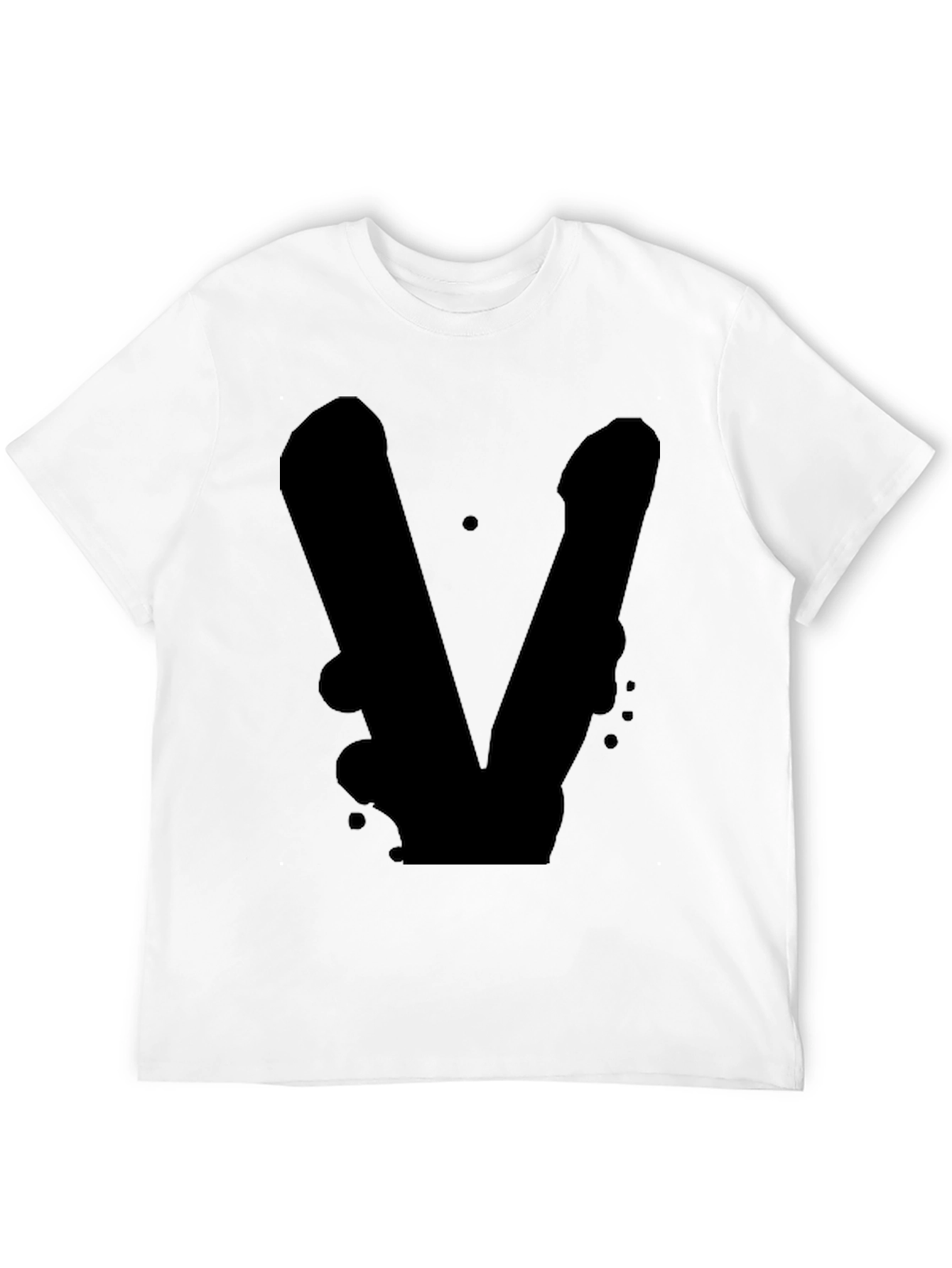 Black Black T-Shirt with Abstract V Design view 12
