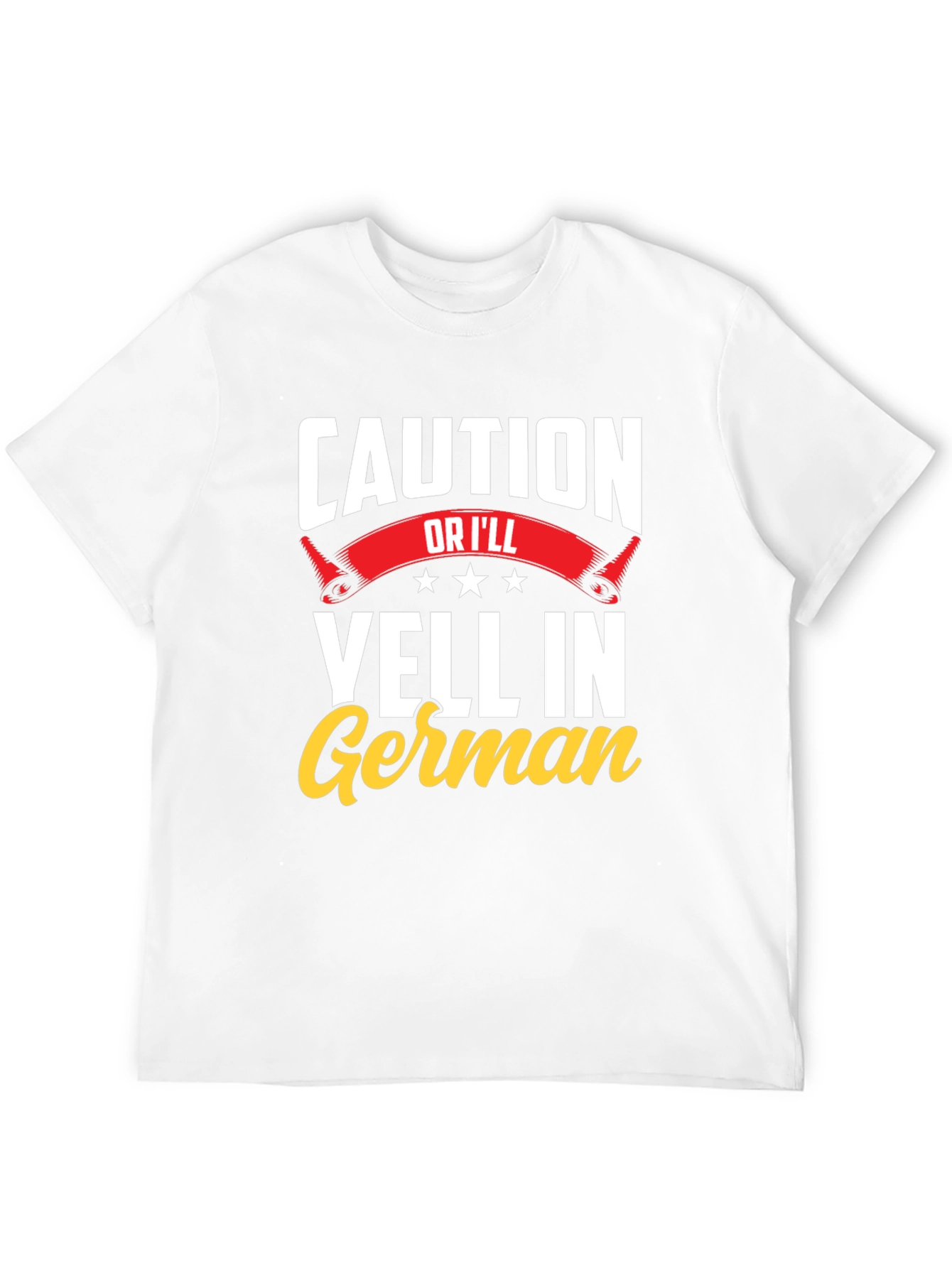 Black Caution, I'll Yell in German T-Shirt - Funny view 12
