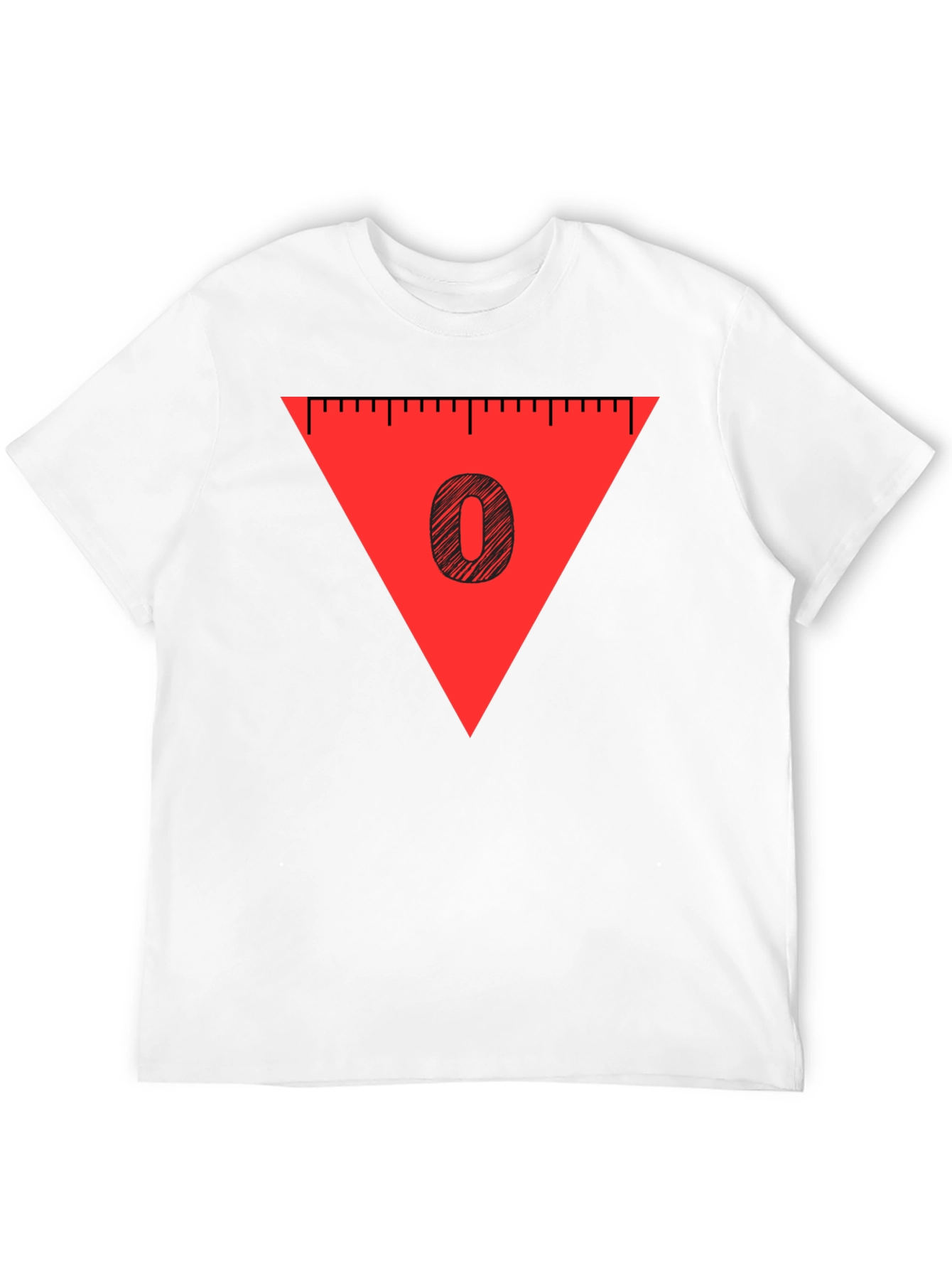 Black Red Triangle '0' Graphic Tee - Soft Cotton Blend, Casual Style view 12