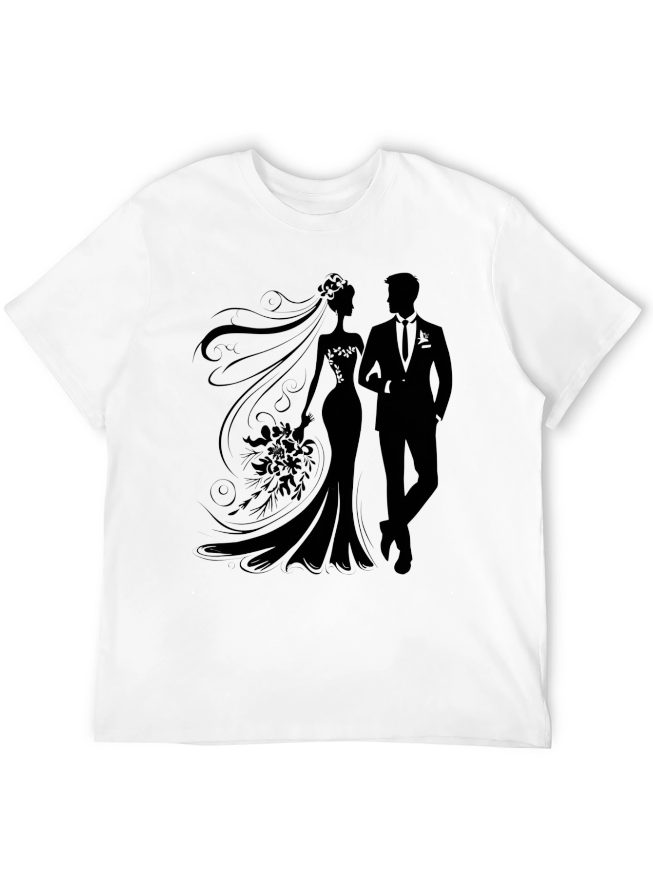 Black Bride and Groom Silhouette Graphic Tee view 12