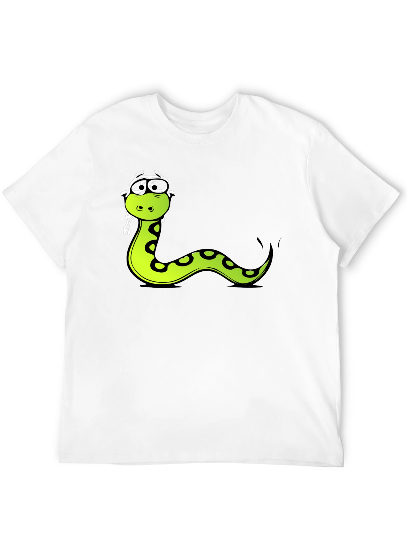 Black Funny Snake Cartoon Graphic Tee - Black T-Shirt view 12