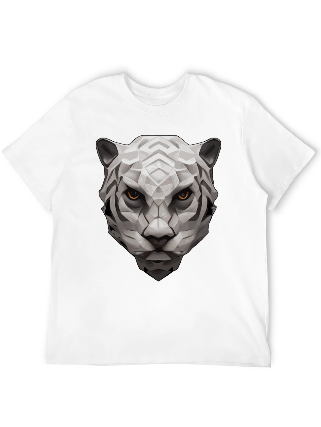 Black Geometric Tiger Graphic Tee - Black Cotton view 12