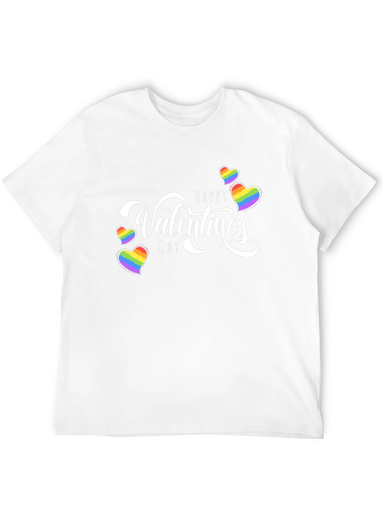 Black Happy Gay Valentine's Rainbow Heart T-Shirt view 12
