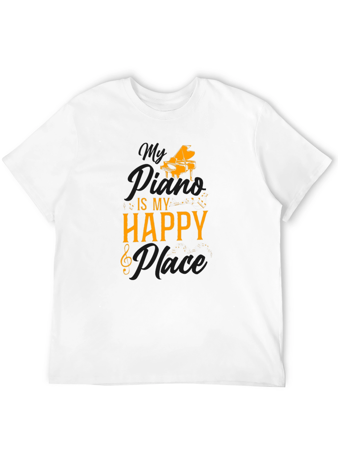 Black My Piano Is My Happy Place T-Shirt view 12