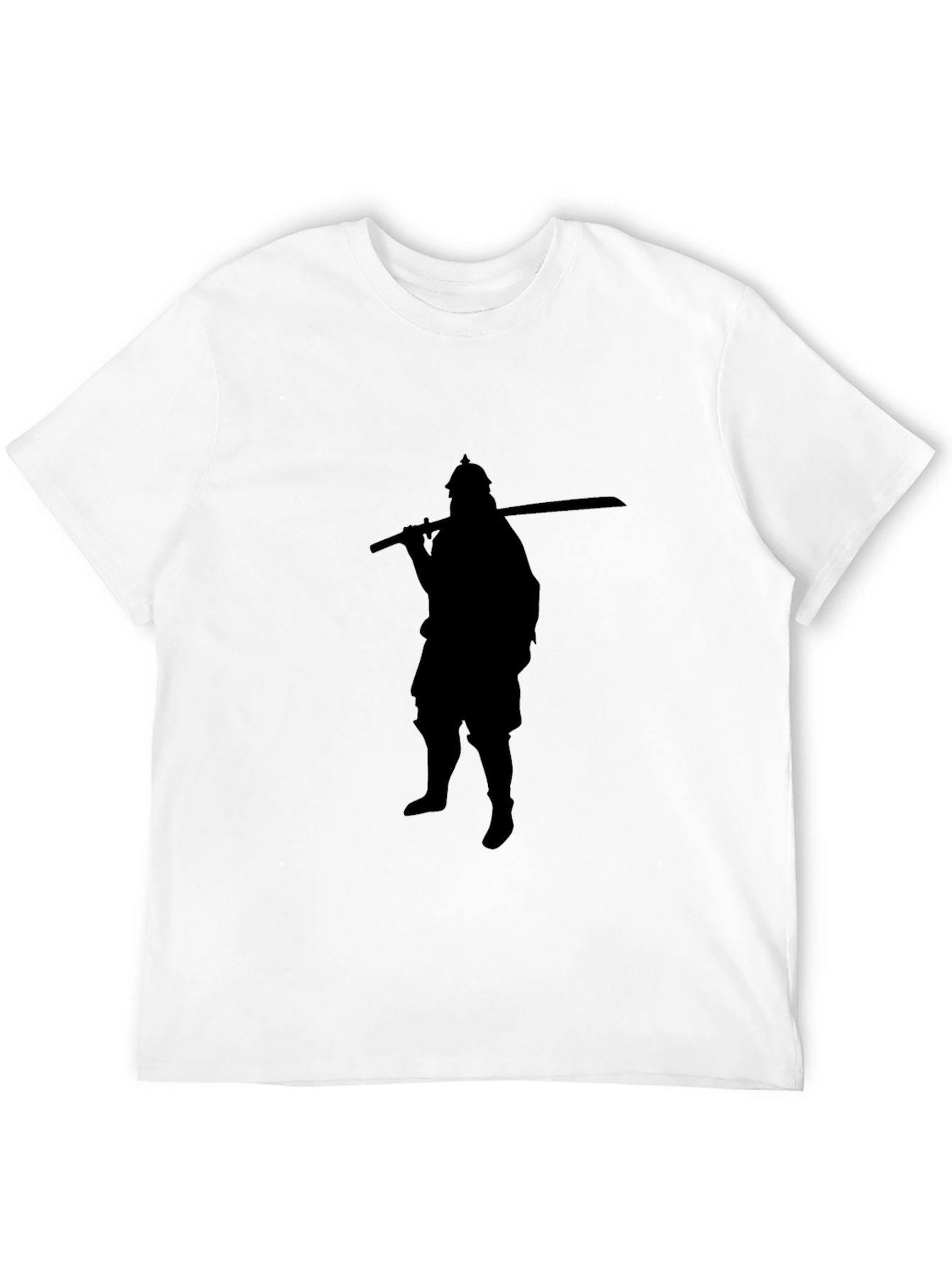 Black Warrior Silhouette Graphic Tee - Black Cotton Blend view 12