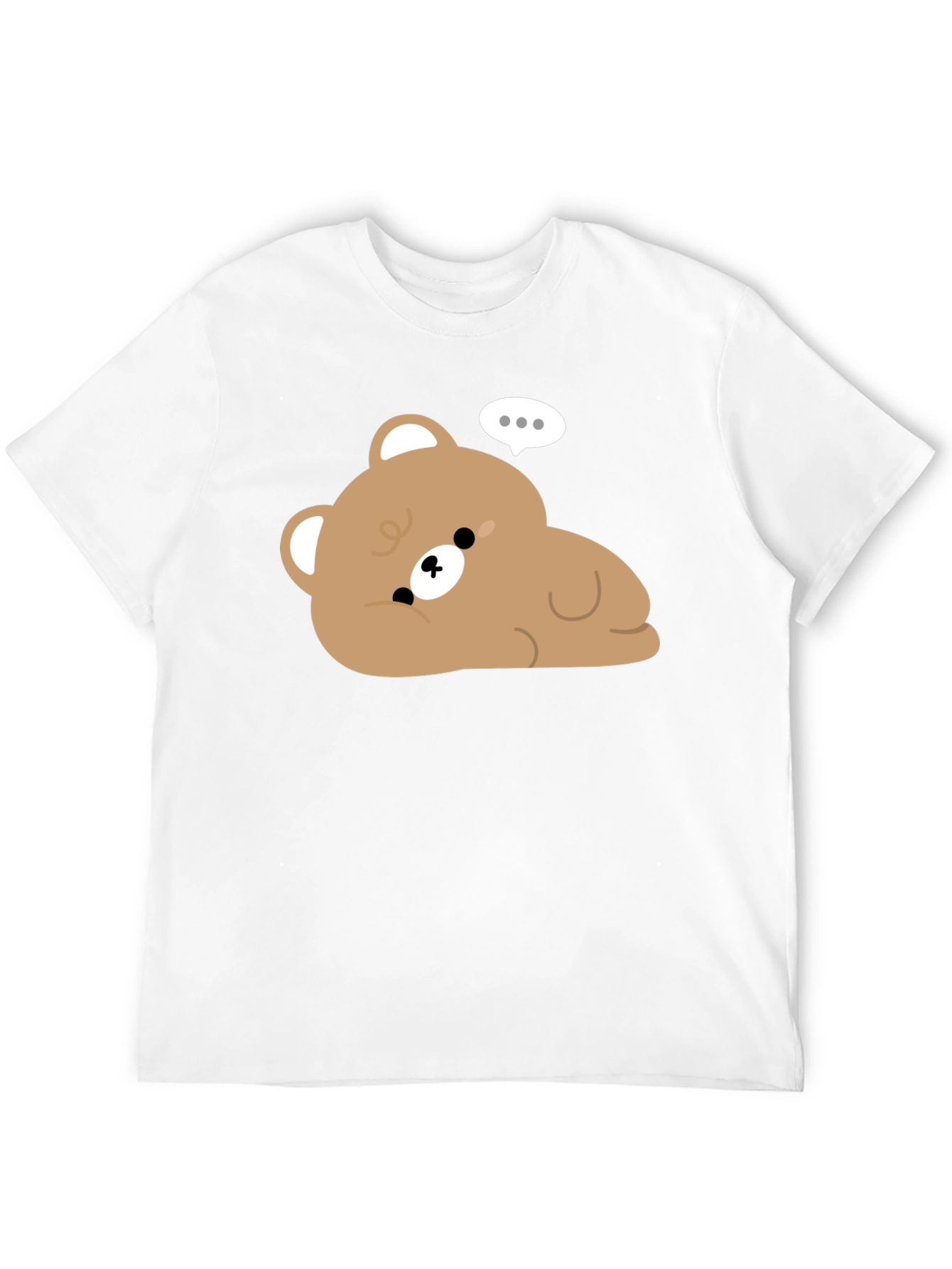 Black Cute Cartoon Bear Graphic Black T-Shirt view 12