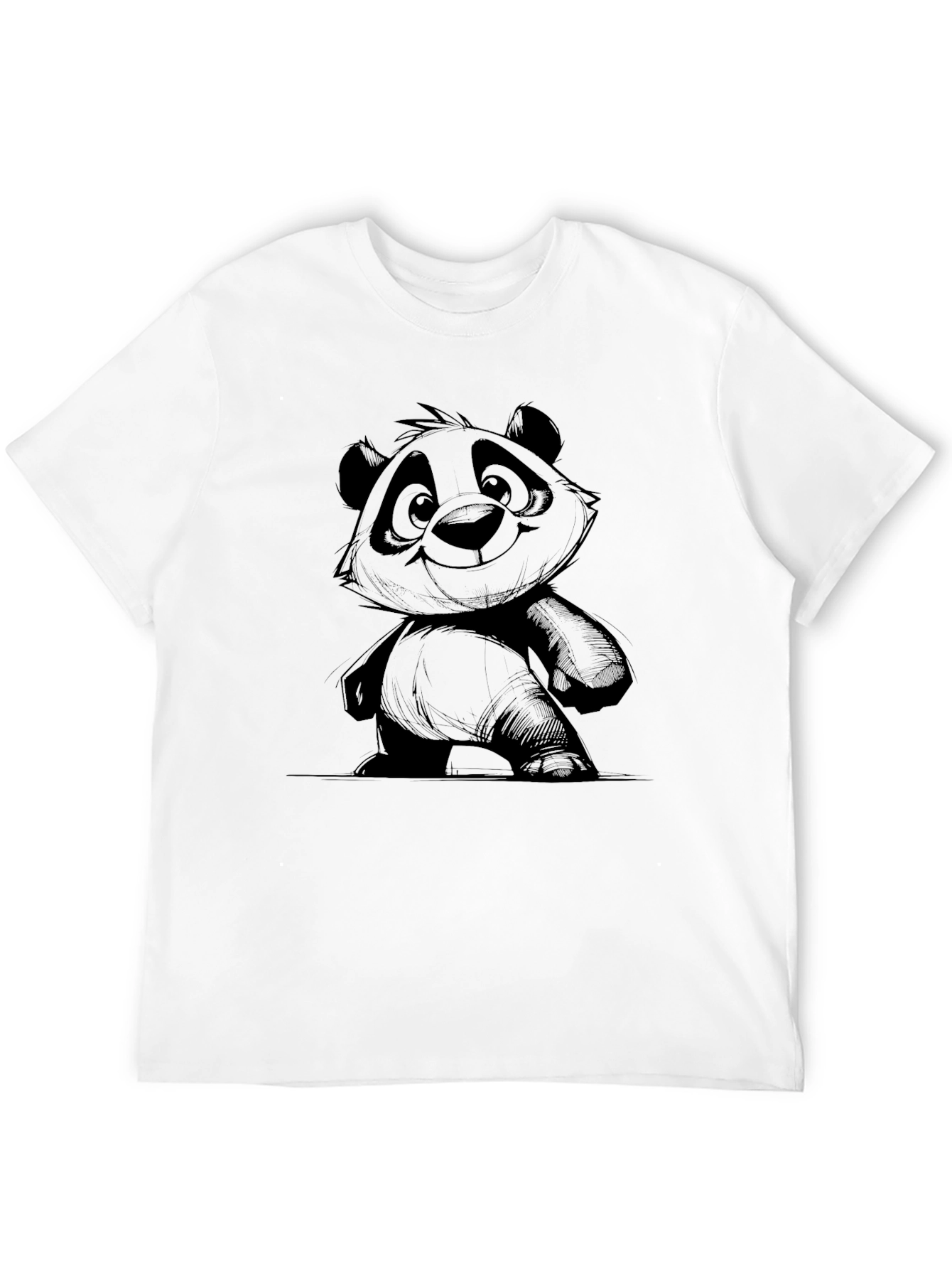 Black Cool Panda Graphic Black T-Shirt view 12