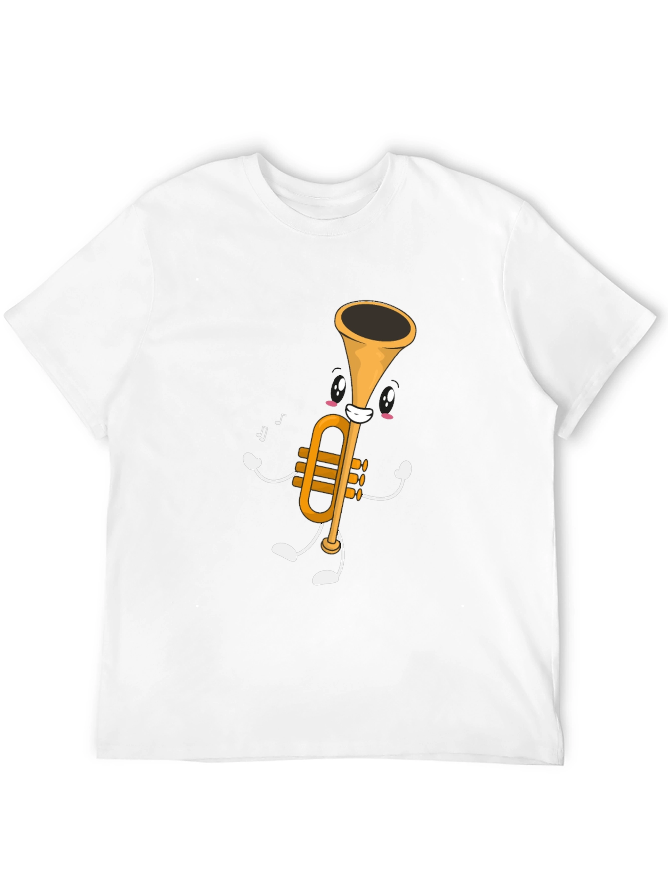 Black Musical Trumpet Graphic Tee - Black Cotton T-Shirt view 12