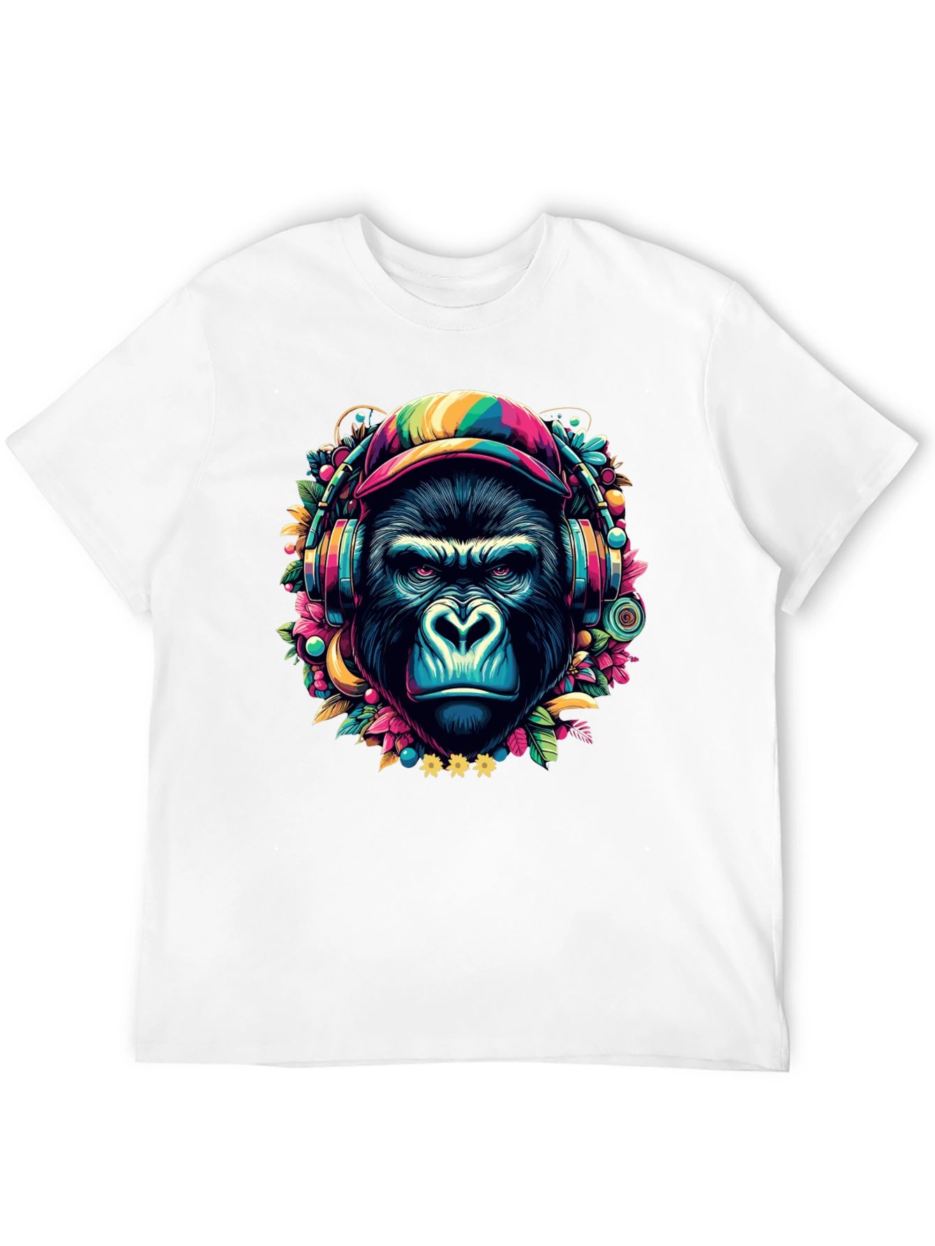 Black Gorilla DJ Graphic T-Shirt - Colorful & Unique Design view 12