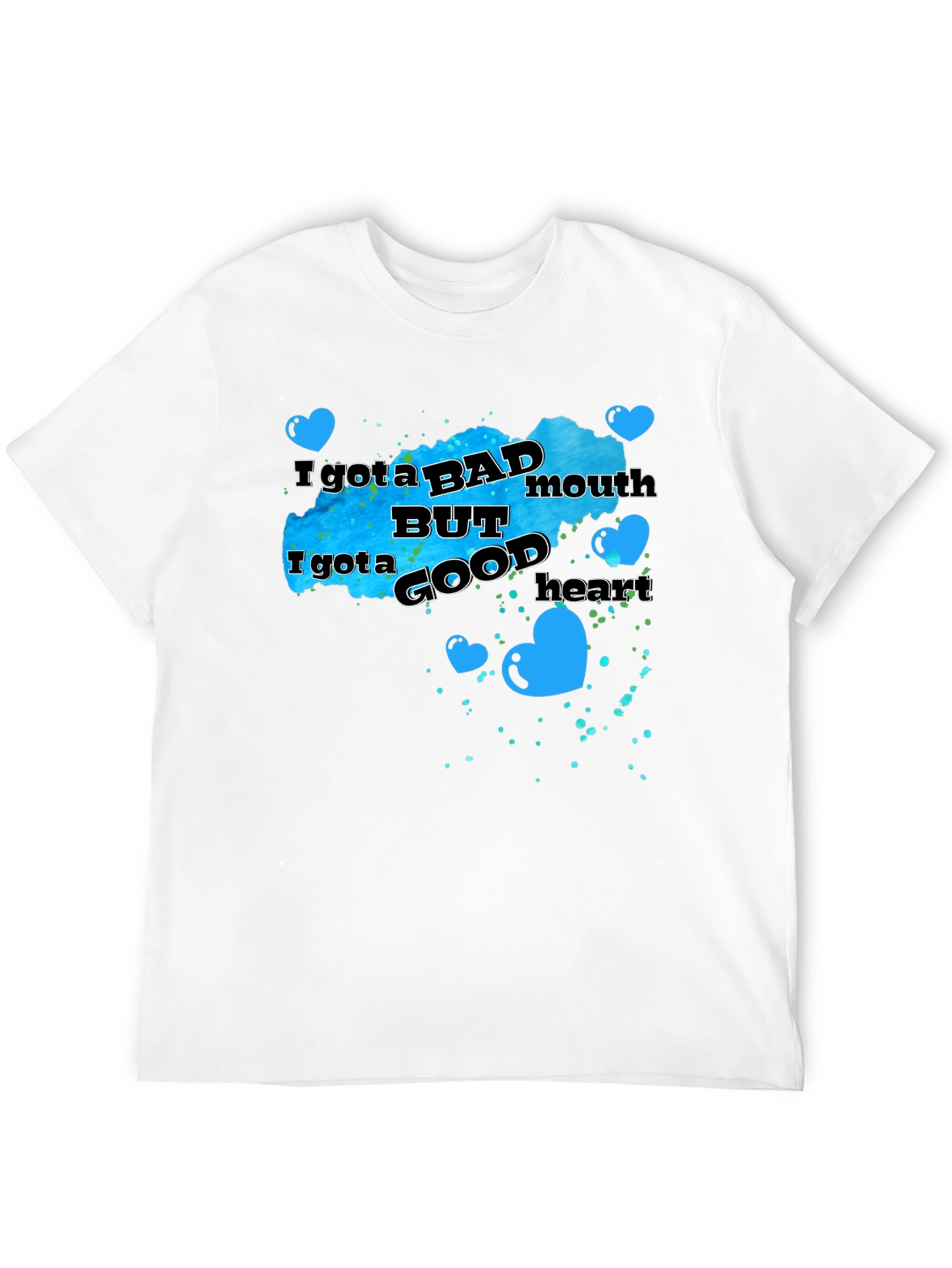 Black I Got a Bad Mouth But Good Heart Graphic T-Shirt view 12