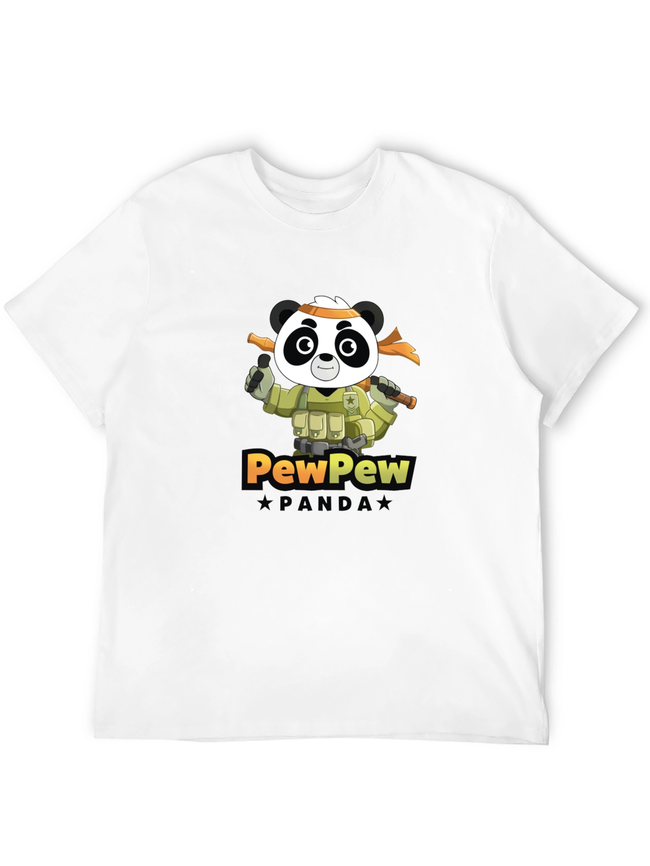 Black PewPew Panda Graphic Tee - Black Crew Neck T-Shirt view 12