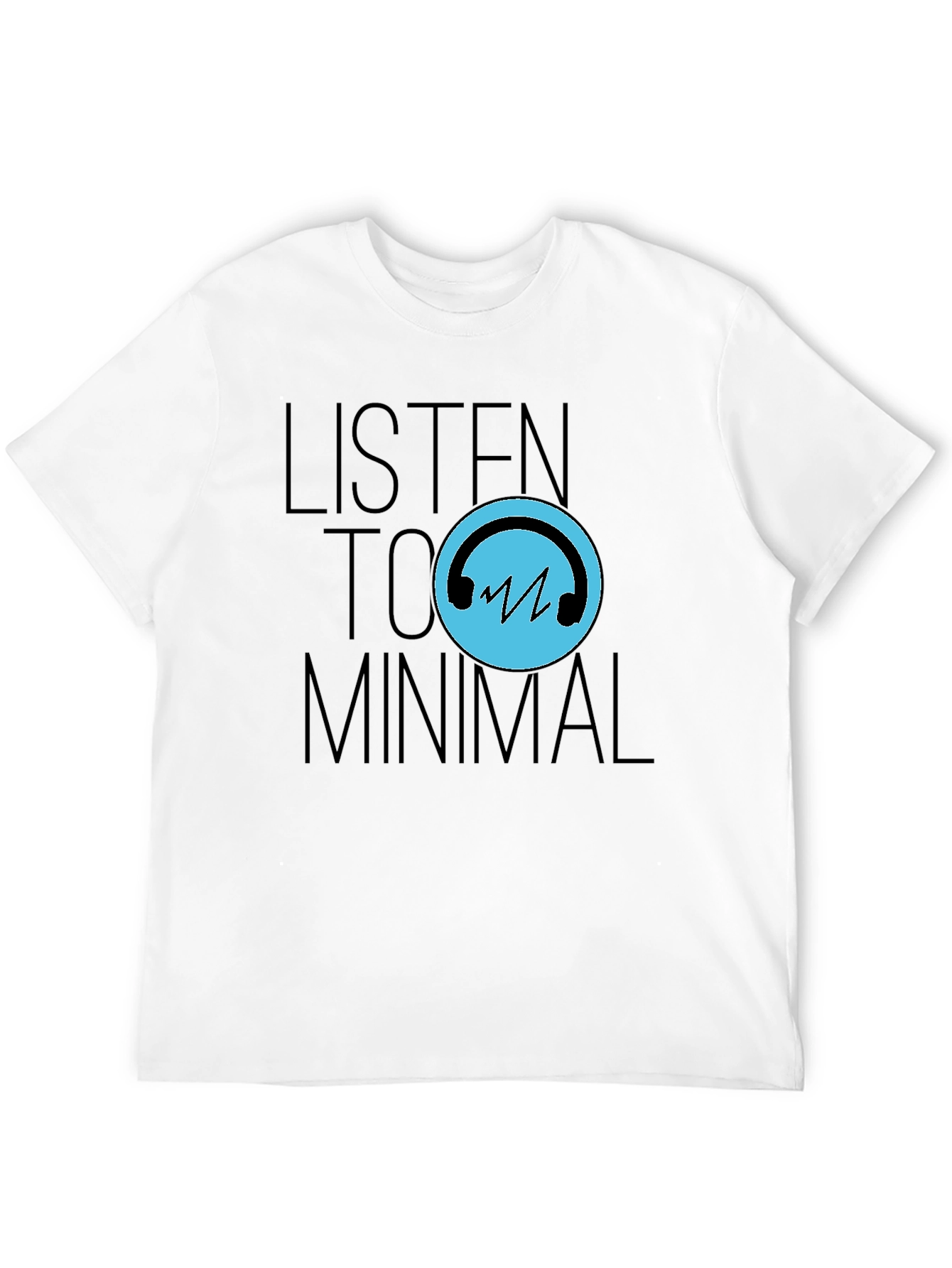Black Listen to Minimal Black T-Shirt view 12
