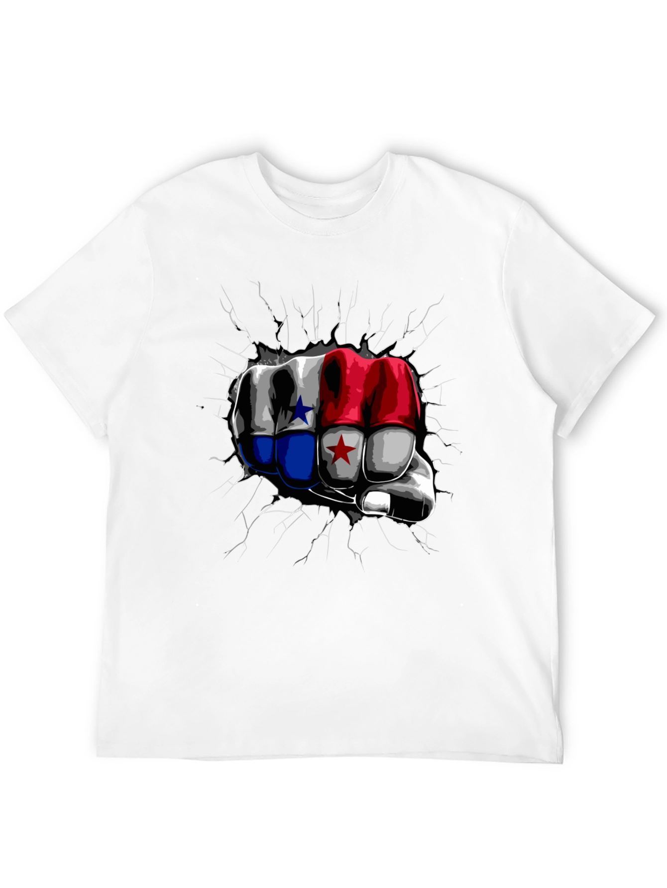 Black Panama Flag Fist Breaking Wall Men's Black T-Shirt view 12