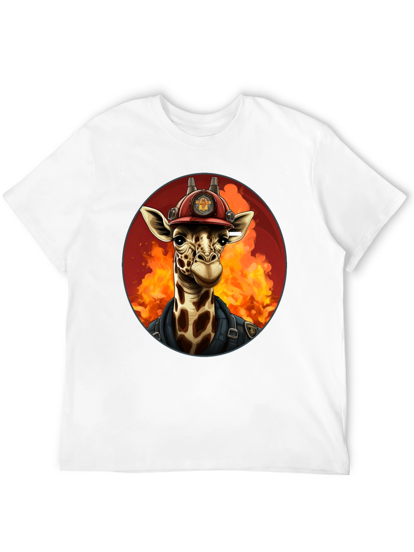 Black Giraffe Firefighter Graphic Tee view 12