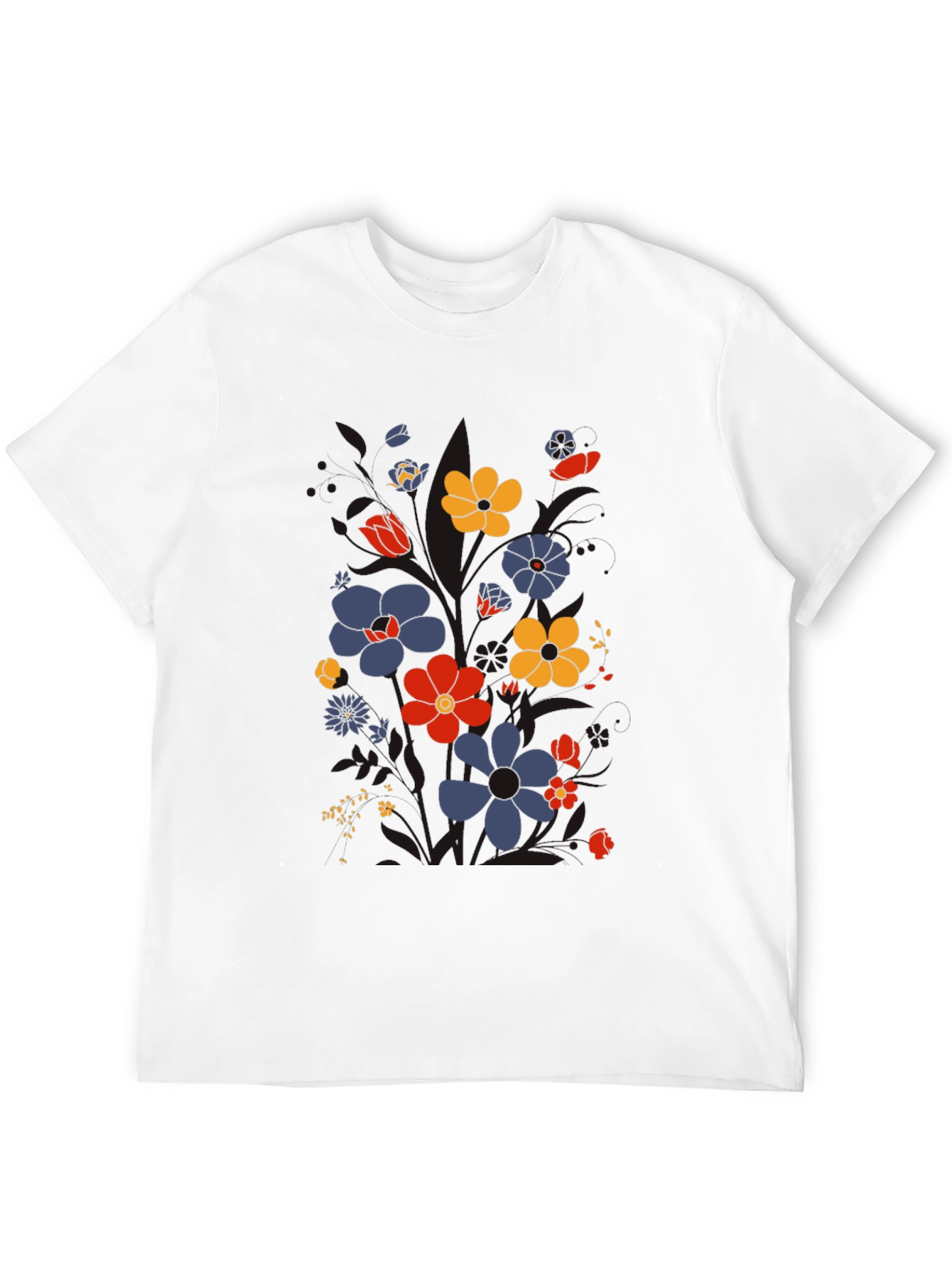 Black Floral Graphic Print T-Shirt - Retro Style view 12