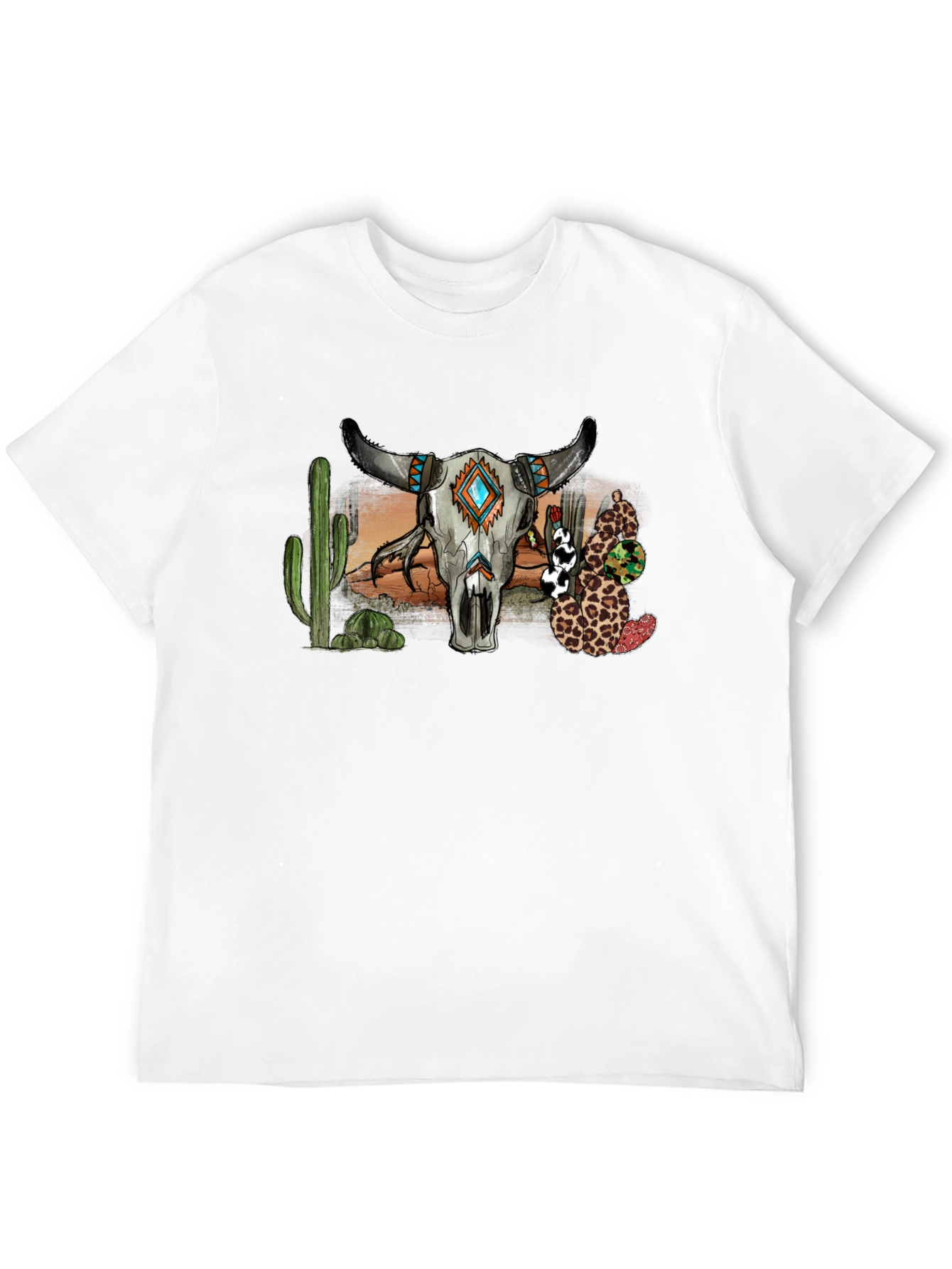 Black Western Bull Skull Graphic T-Shirt view 12