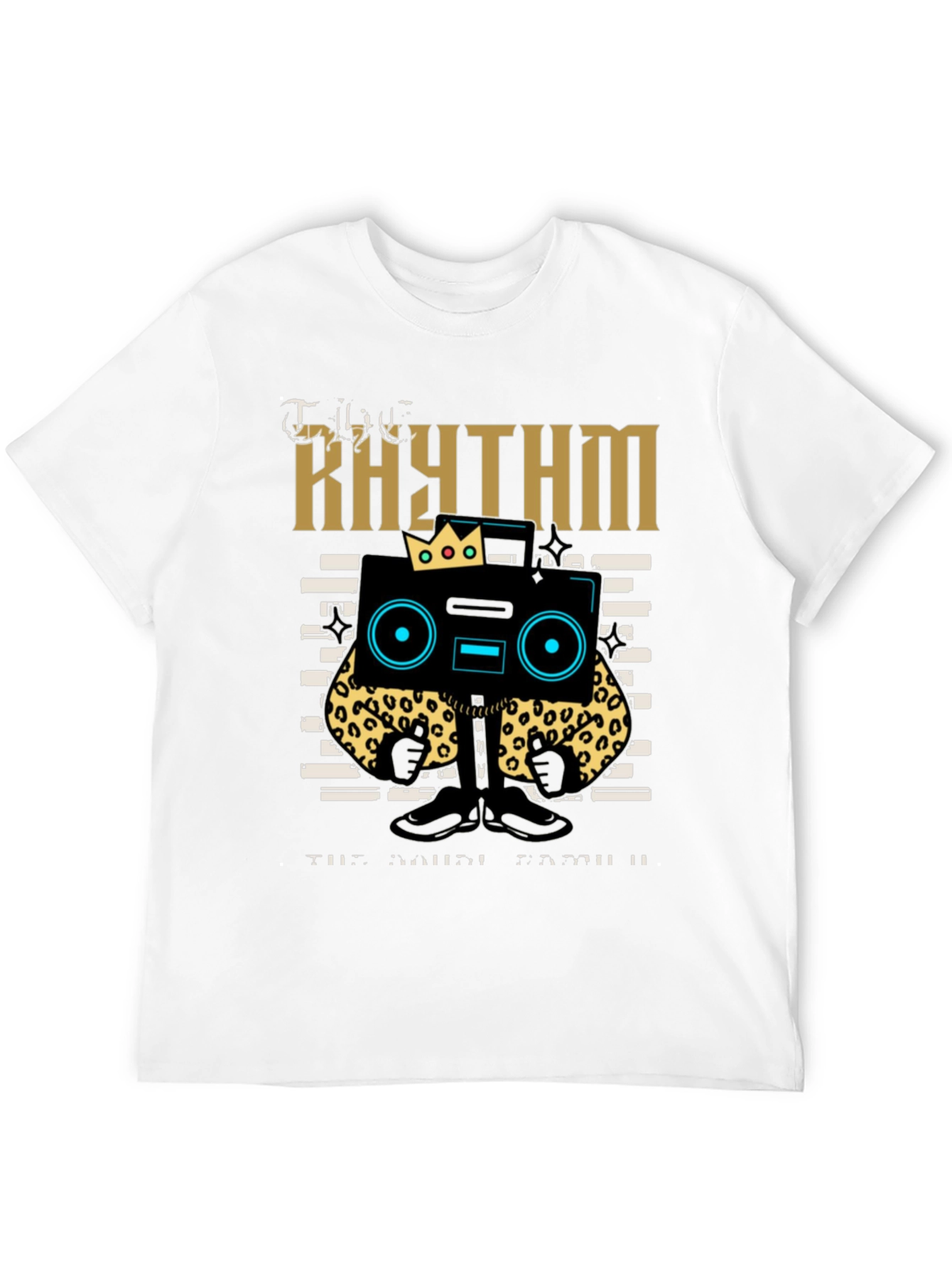 Black Rhythm Graphic Tee - Cool Cartoon Boombox Design view 12