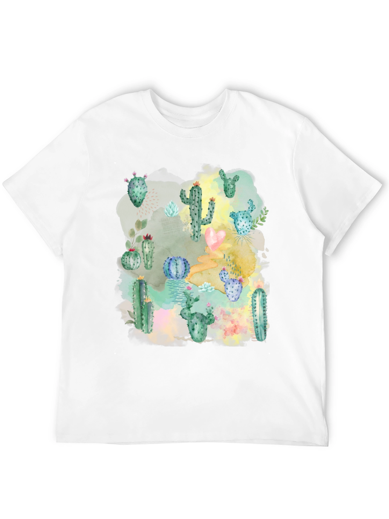 Black Cactus Watercolor Graphic Tee - Stylish Desert Design view 12