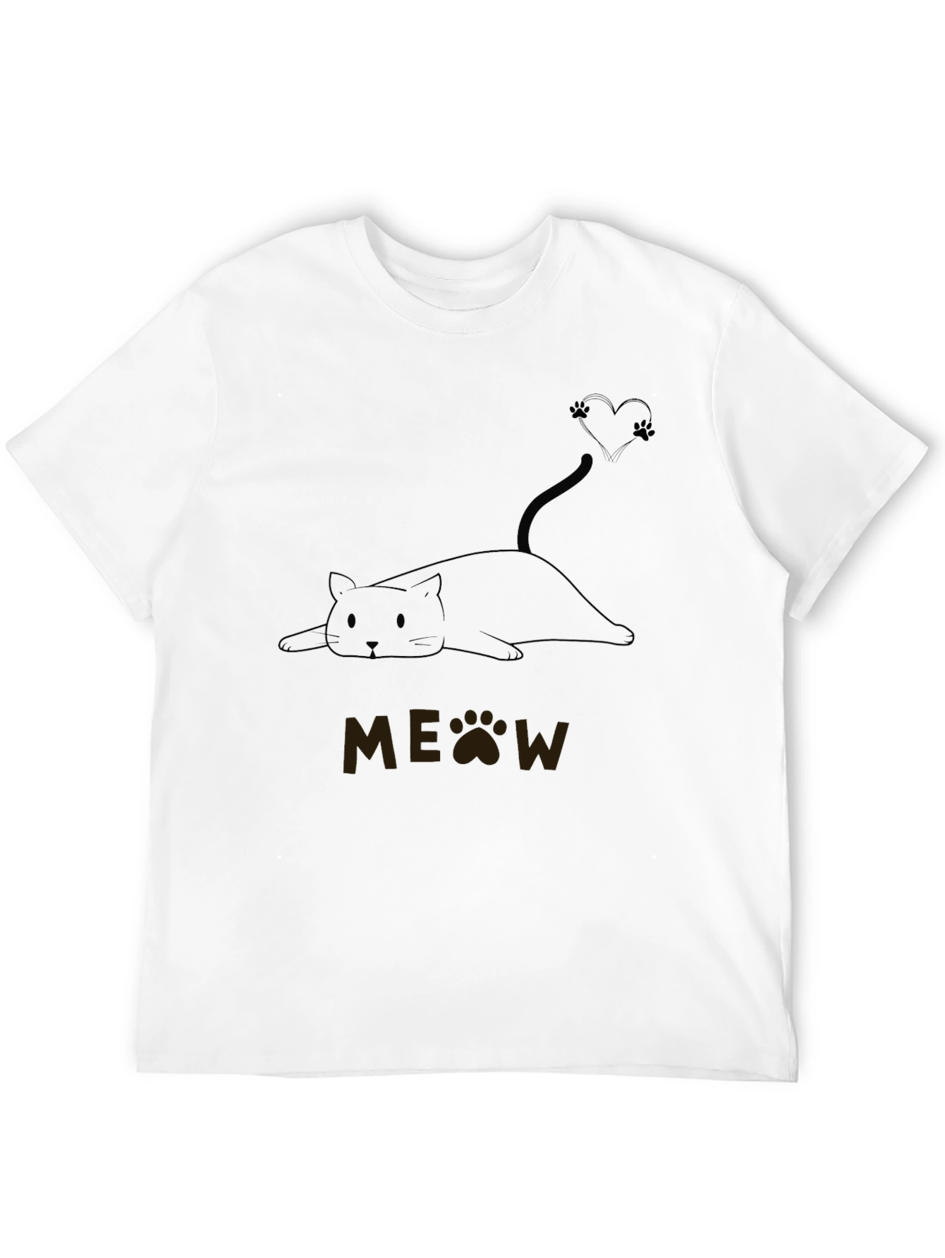 Black Cute Cat MEOW T-Shirt - Black view 12